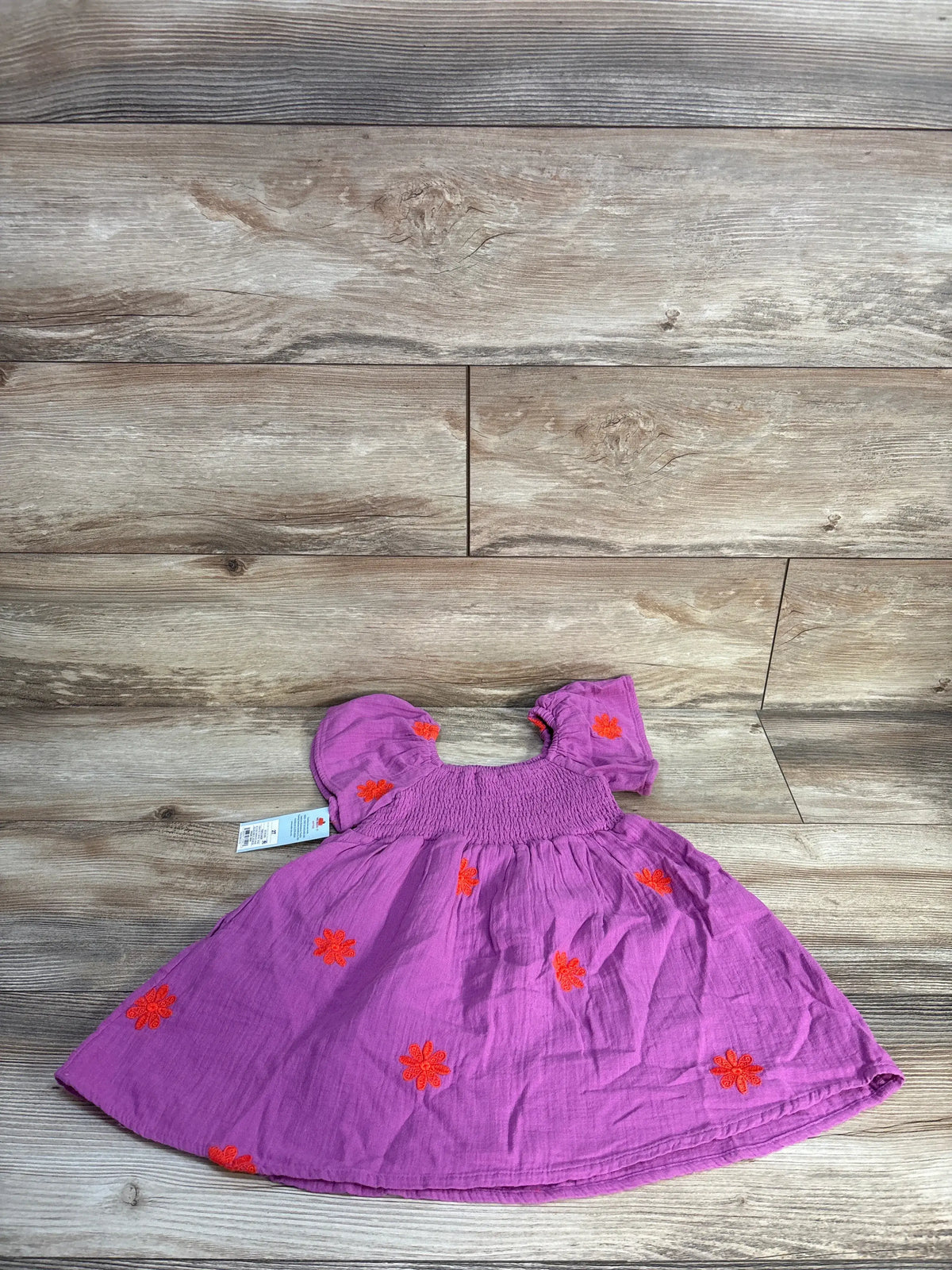 Purple Cat & Jack short sleeve dress for toddlers with orange floral embroidery