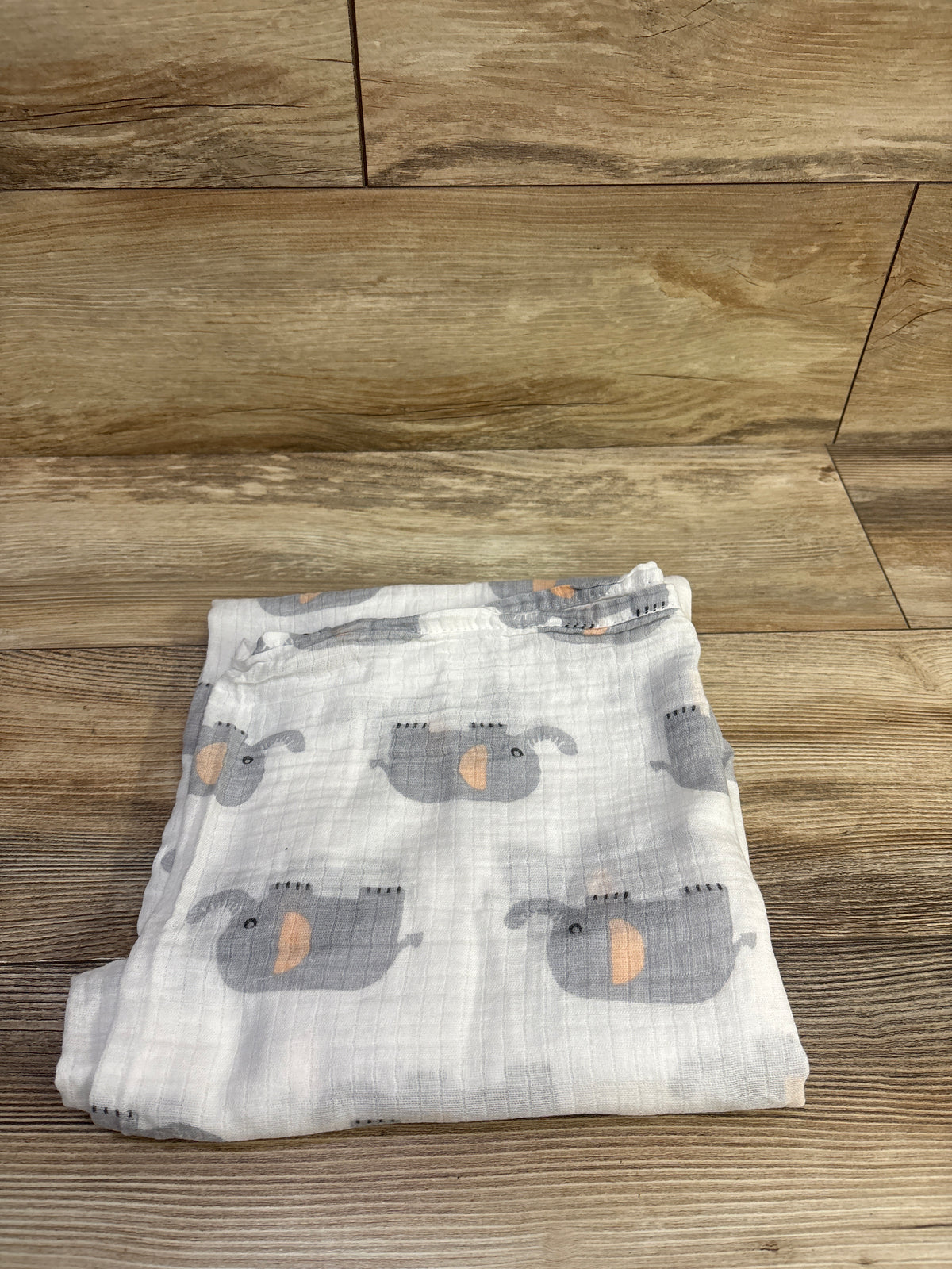 Elephant Print Muslin Swaddle Blanket White