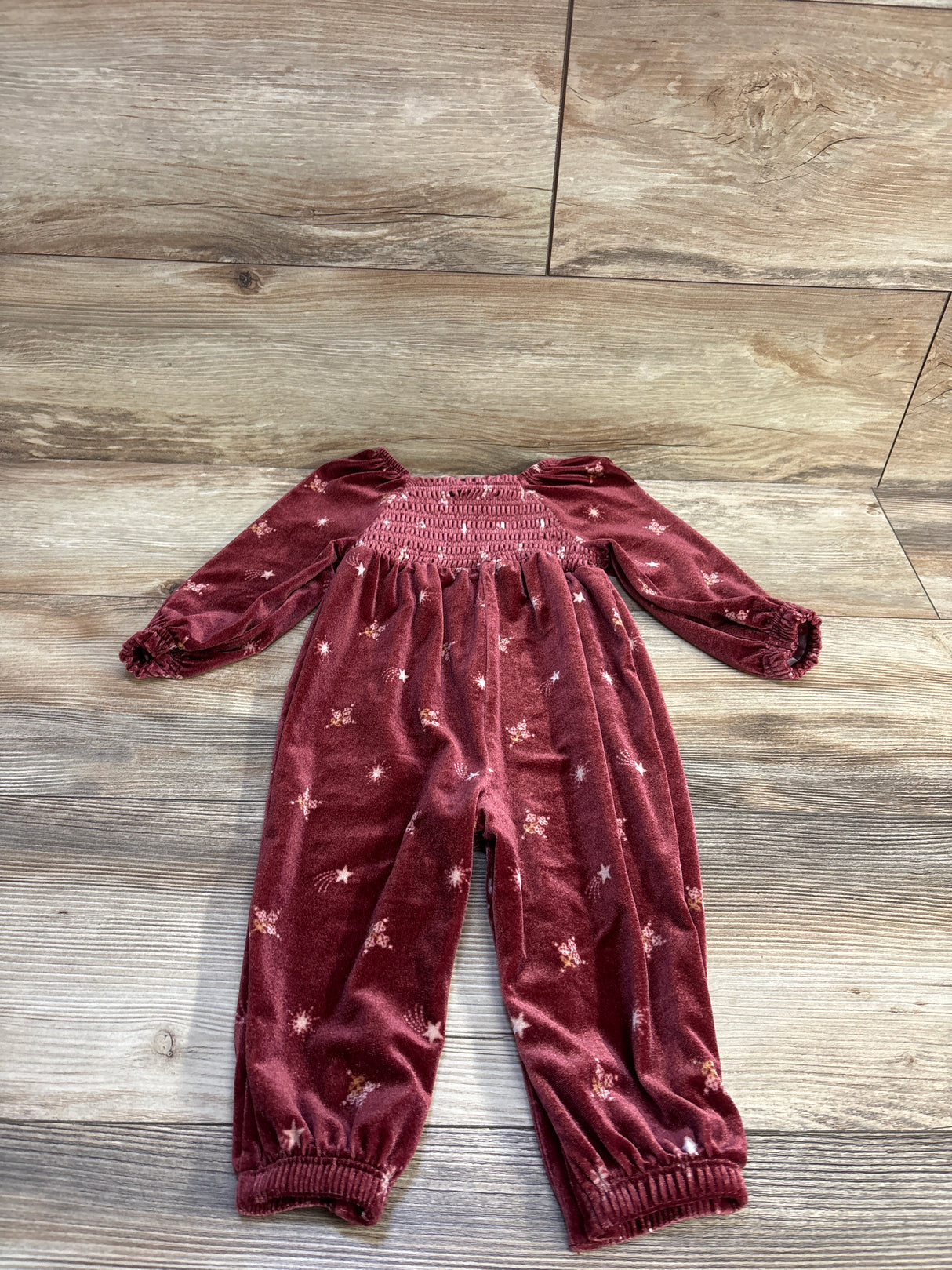 Old Navy Velvet Smocked Coverall Red sz 12-18m