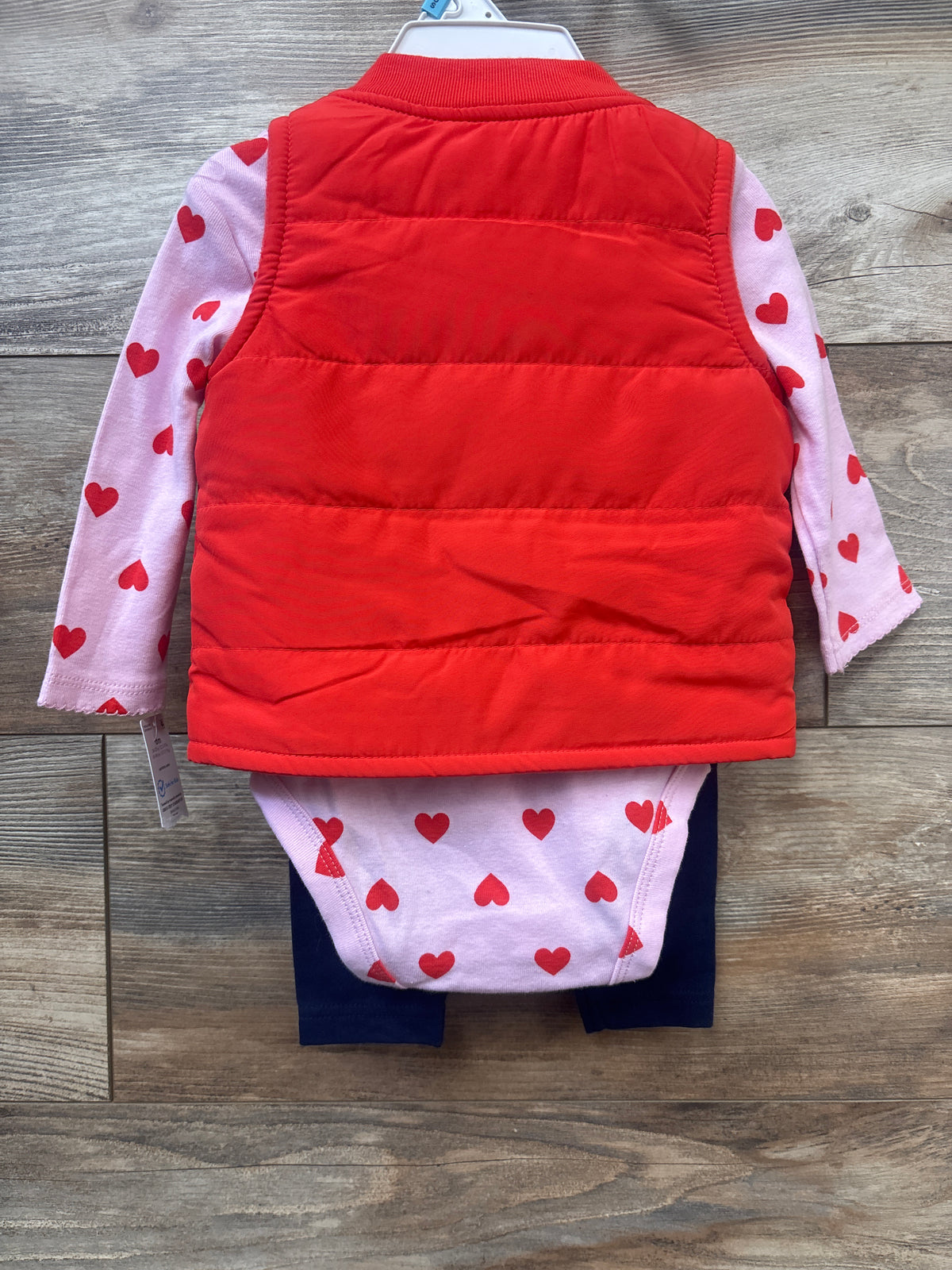 NEW Carter's 3pc Vest, Heart Print Bodysuit, & Pants Set Pink sz 6m