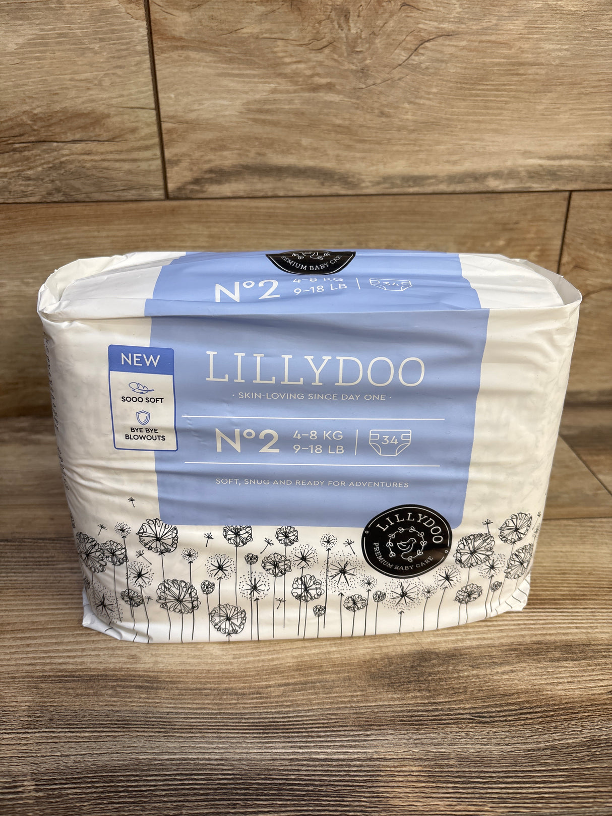NEW LillyDoo Premium Baby Diapers Size 2 34ct.