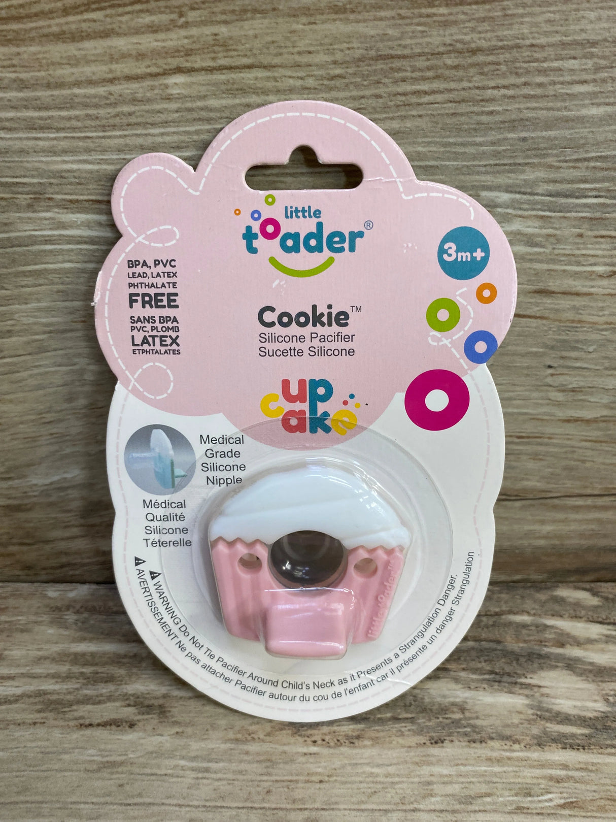 NEW Little Toader Cupcake Pacifier, Pink 3m+ - Me n Mommy To Be