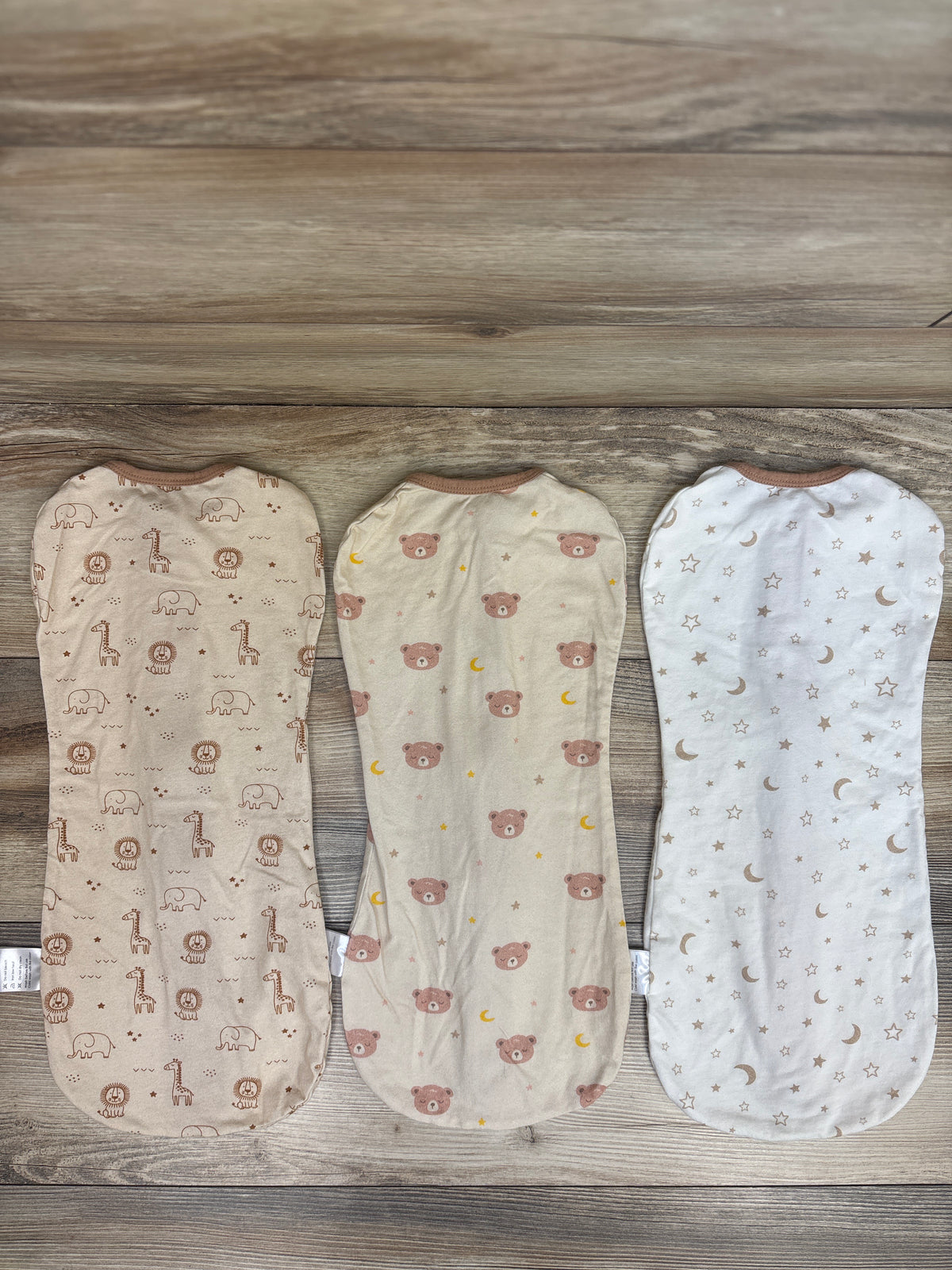 Sandjest 3pk Cotton Arm-In Zipper Sleep Sacks Beige sz 0-2m