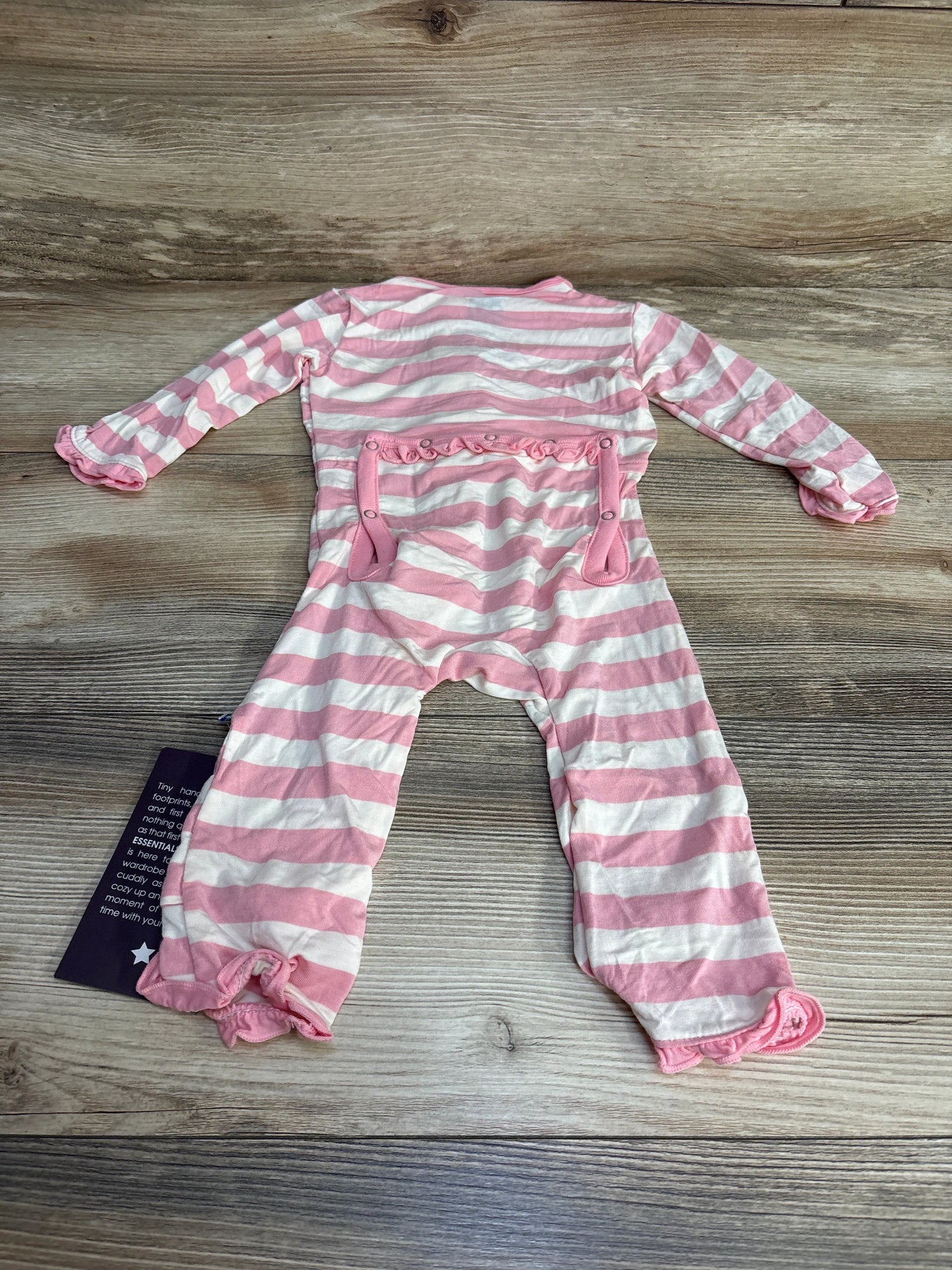 NEW KicKee Pants Classic Ruffle Coverall in Lotus Stripe sz 6-9m - Me n Mommy To Be