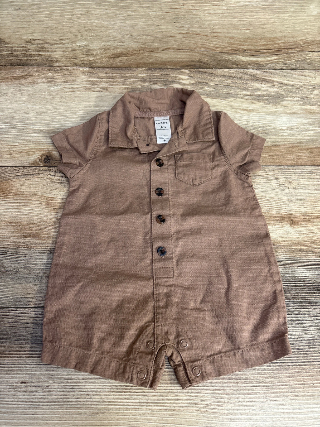 Carter's Button Up Romper Brown sz 3m
