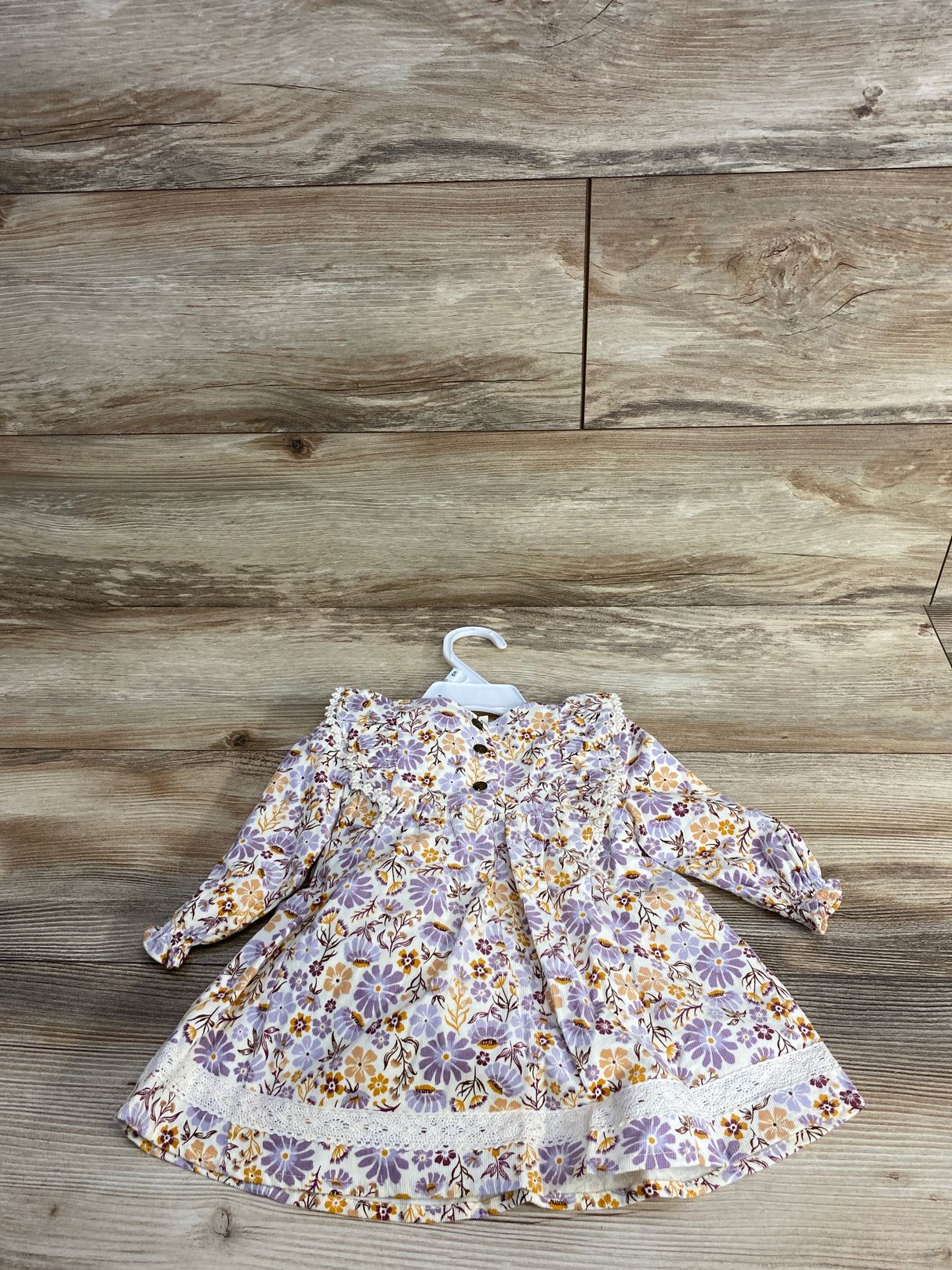 NEW Max Studio 3pc Floral Cord Dress & Stockings Set Ivory sz 3-6m