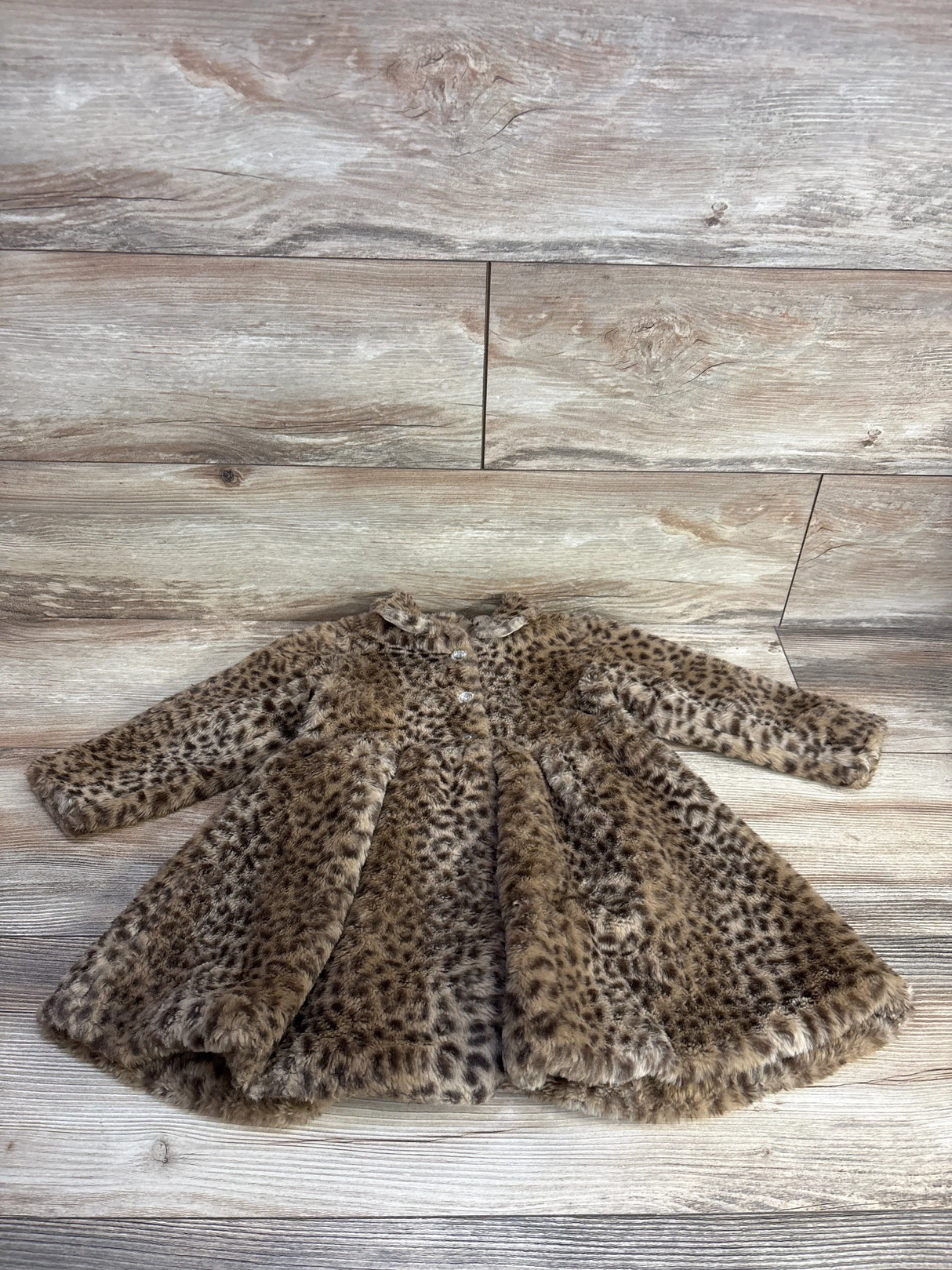 Biscotti Faux Fur Leopard Print Dress Coat Brown sz 2T