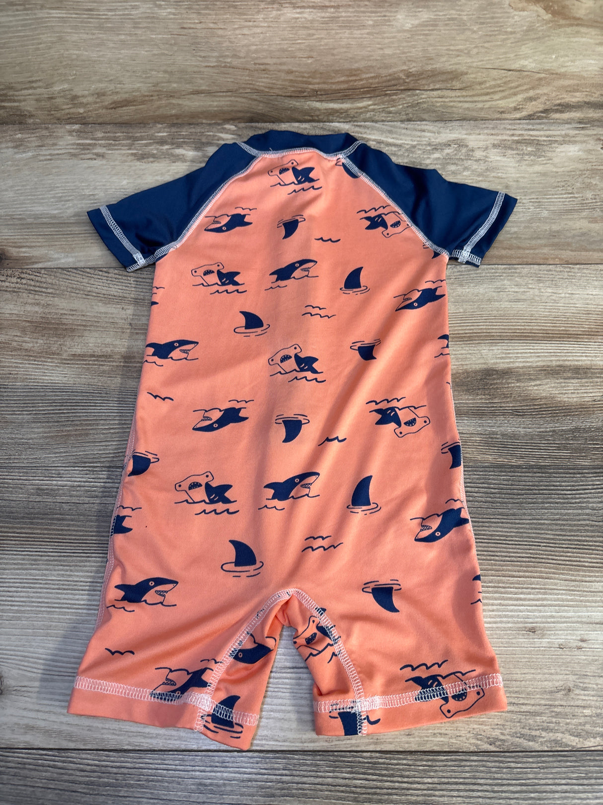 Wippette Shark Print Rashgaurd Romper Navy sz 18m