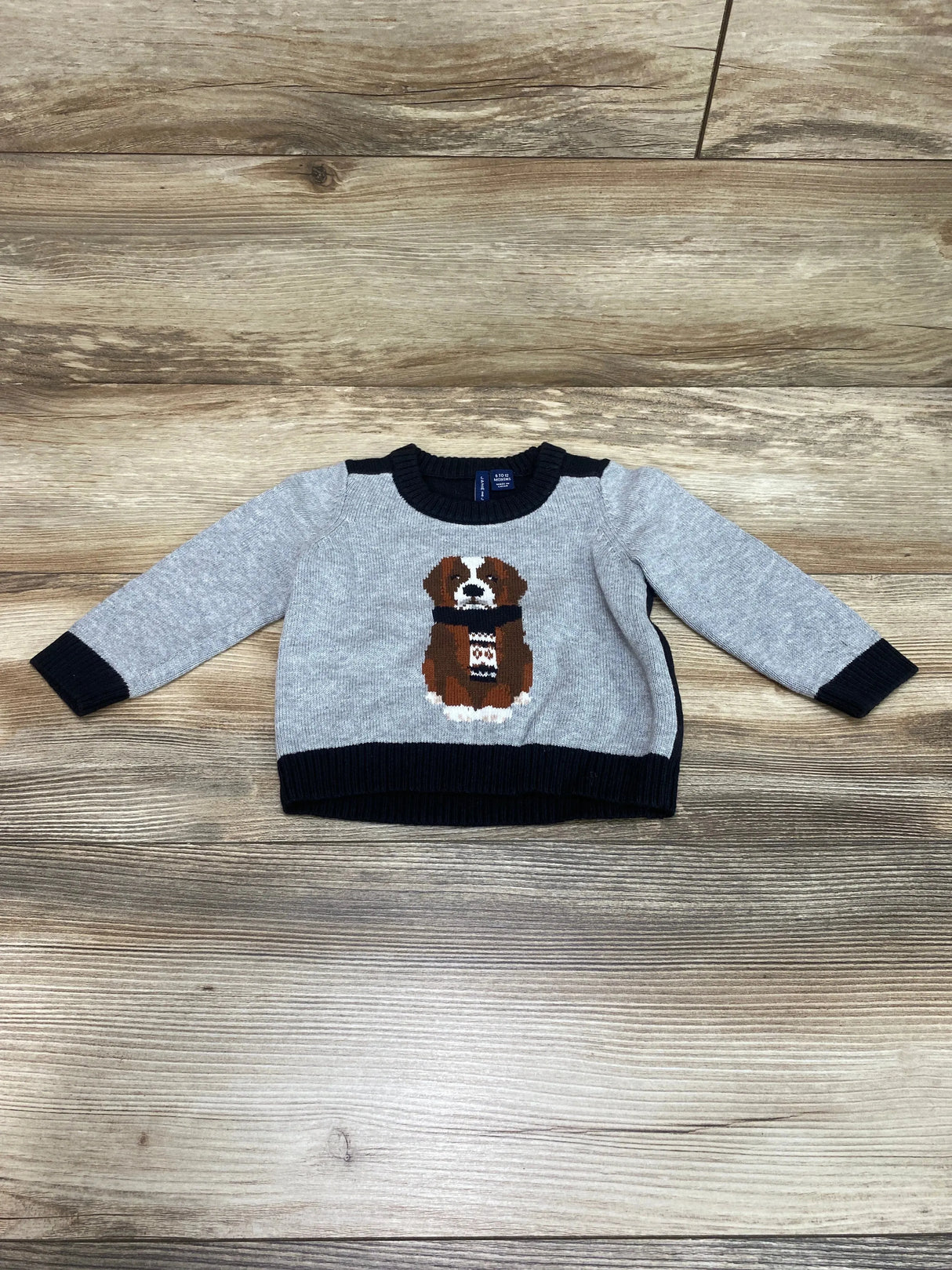 Janie & Jack Classic Grey Heather Winter Dog Sweater sz 6-12m - Me n Mommy To Be