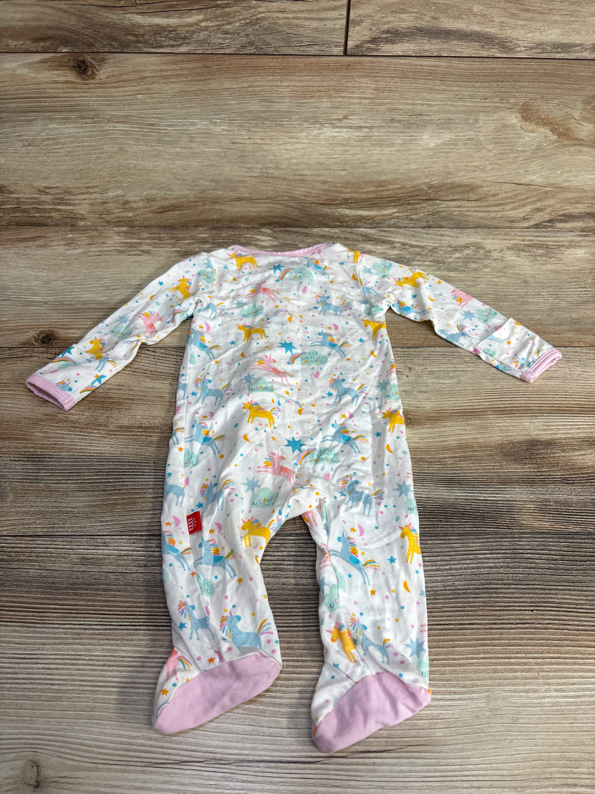 Magnetic Me Modal Unicorn Print Footie White sz Newborn