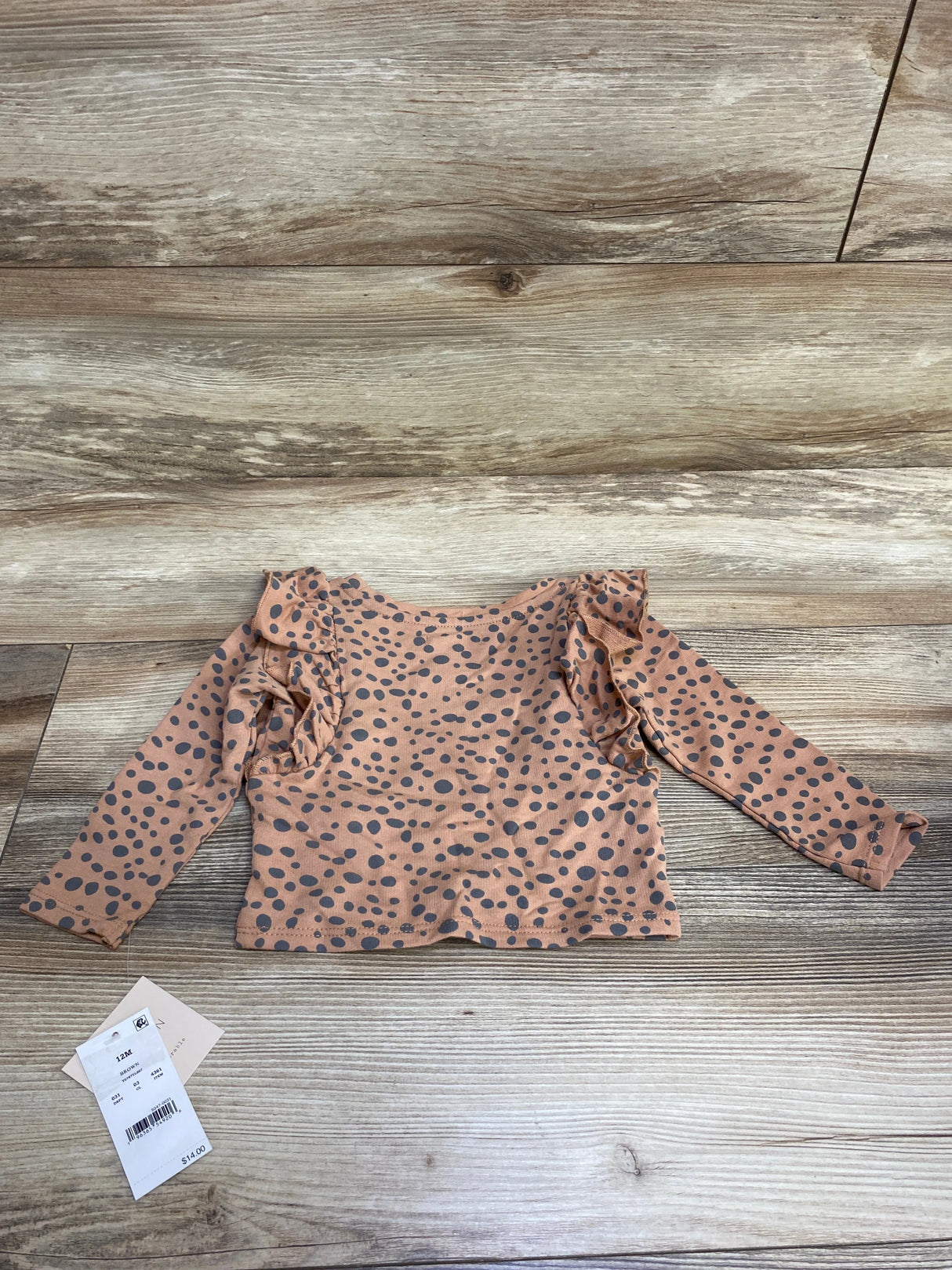 NEW Grayson Mini Ruffled Polka Dot Top Brown sz 12m