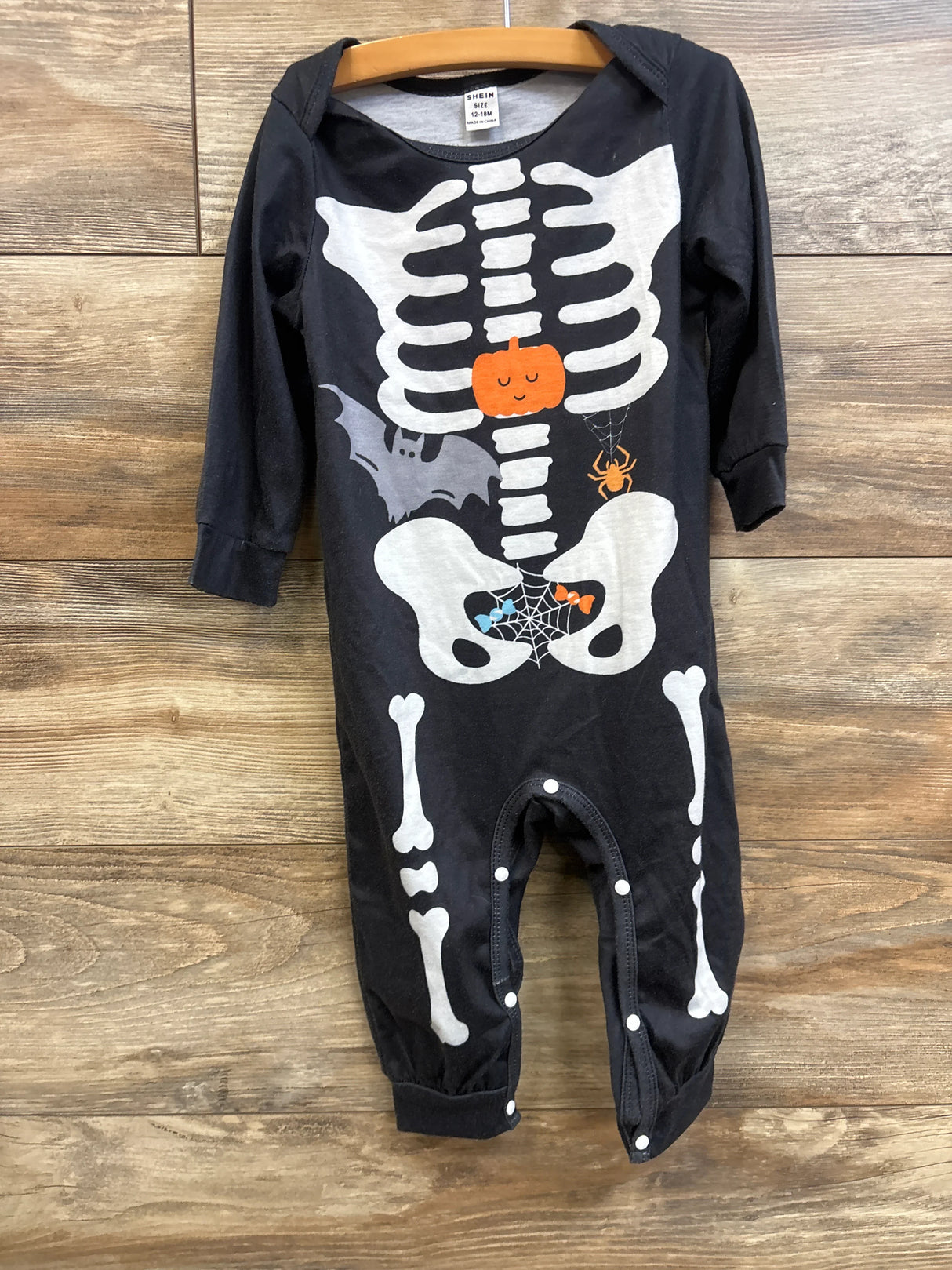Shein Halloween Skeleton Coverall Black sz 12-18m