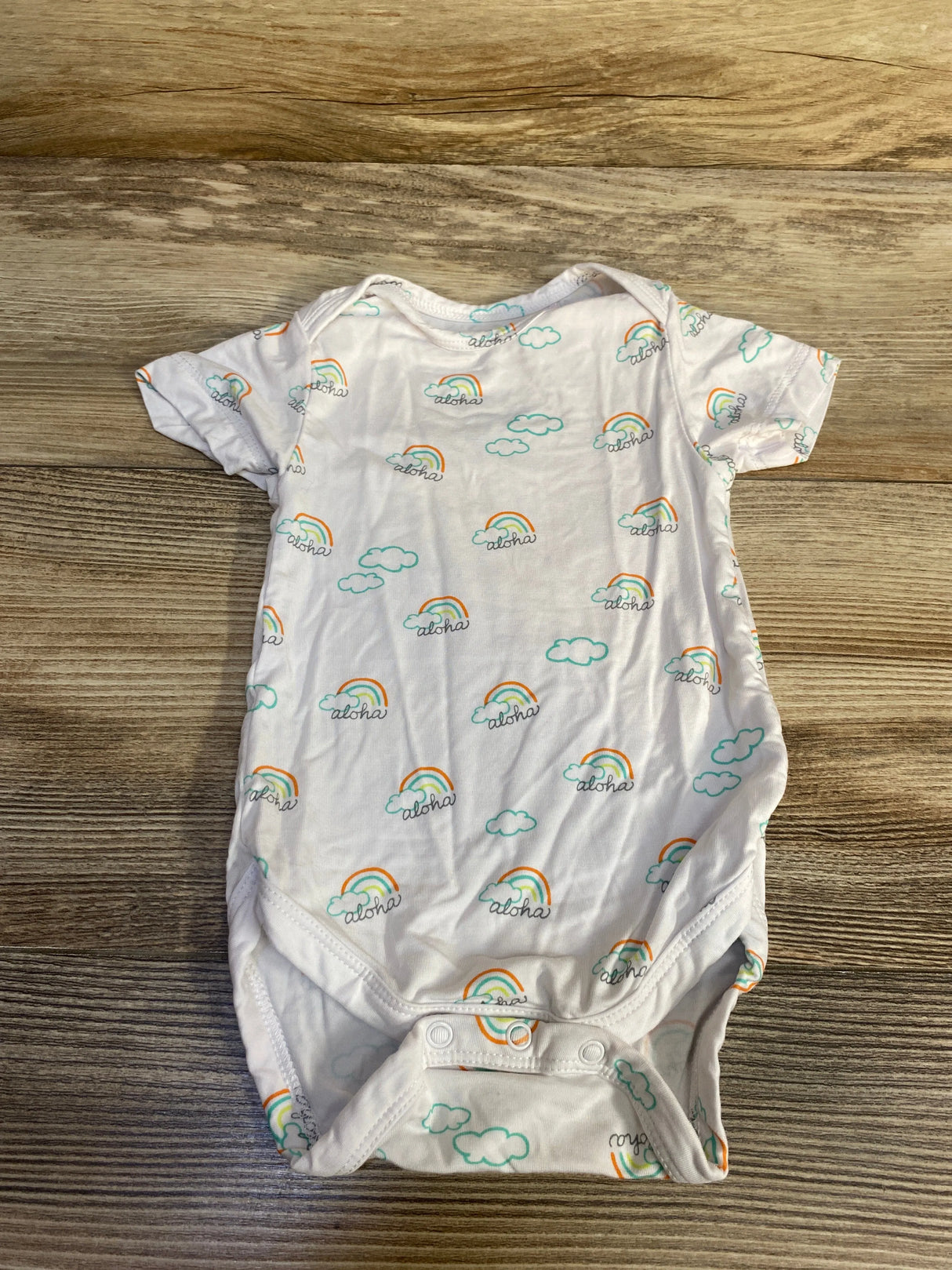 Coco Moon Cloud Rainbow Aloha Bodysuit White sz 0-6m