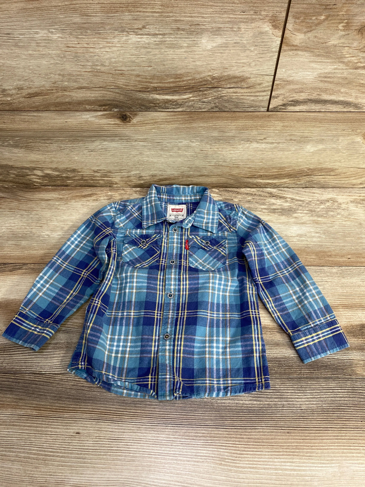 Levi's Plaid Button Up Shirt Blue sz 24m