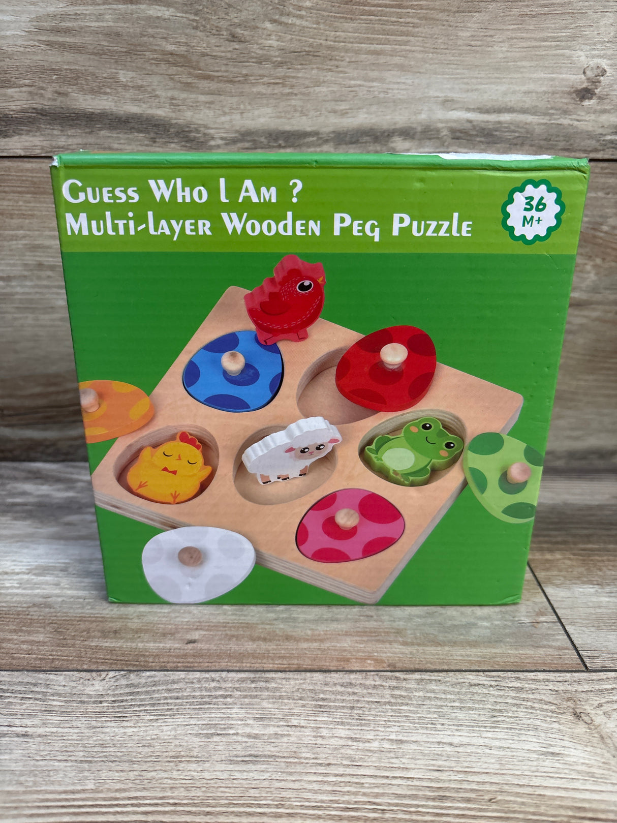 NEW Tucimibo Guess Who I Am Dinosaur Matching Eggs Multi-Layer Wooden Peg Puzzle