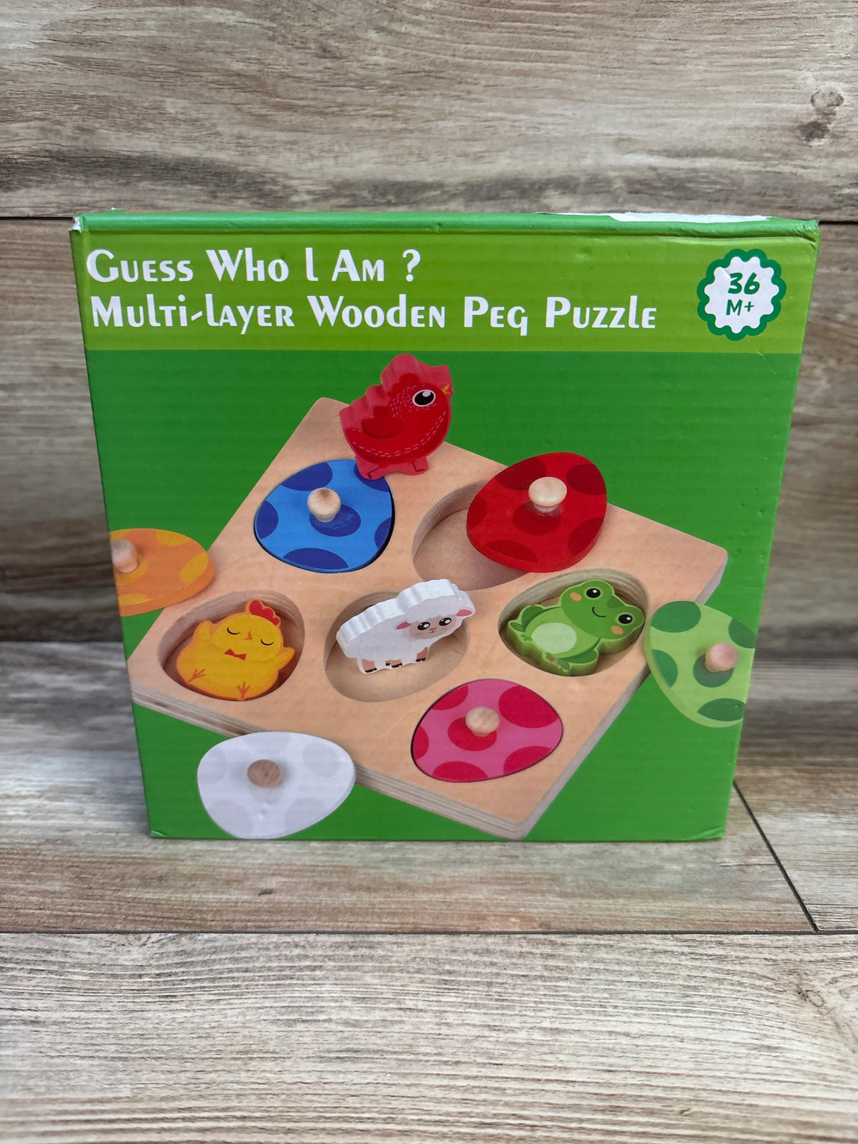 NEW Tucimibo Guess Who I Am Dinosaur Matching Eggs Multi-Layer Wooden Peg Puzzle