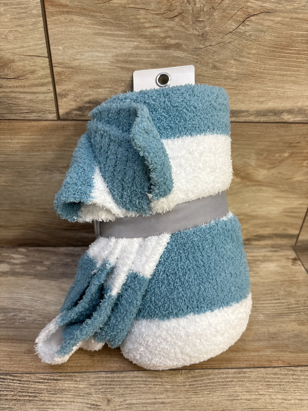 NEW Cloud Island Chenille Stripe Baby Blanket in Blue and White