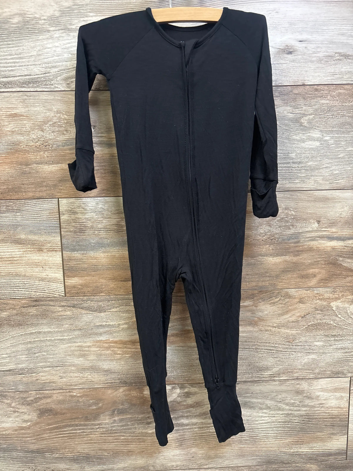Little Sleepies solid black bamboo convertible sleeper for infants, size 12-18m