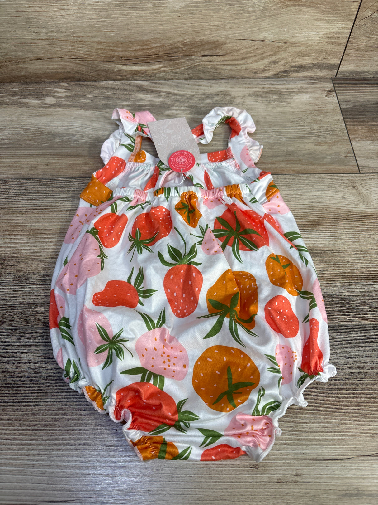 NEW Mila & Rose Strawberry Crossback Romper White sz 12-18m