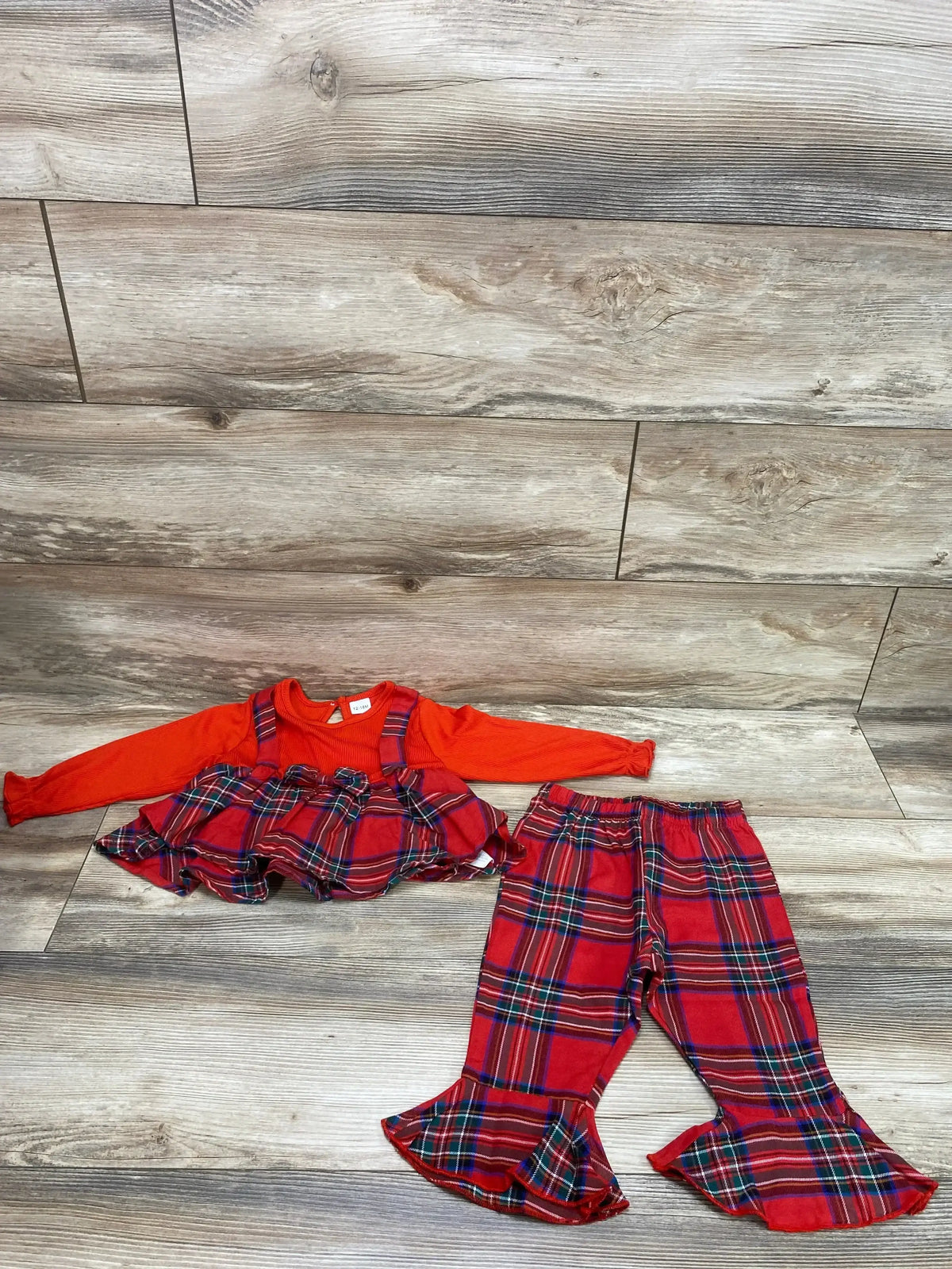 2pc Ribbed Plaid Top & Pants Red sz 12-18m - Me n Mommy To Be