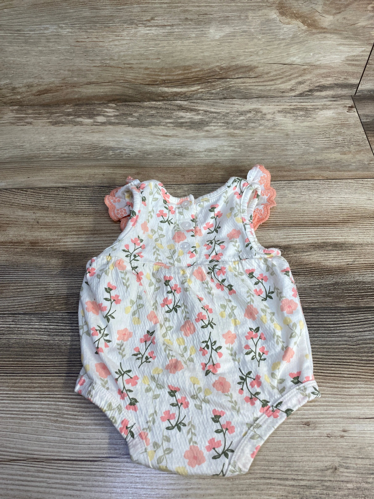 Daisy Fuentes Ruffled Floral Shortie Romper White sz 12m