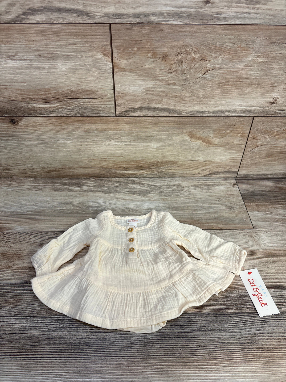 NEW Cat & Jack Muslin Henley Top & Bloomers Set Cream Newborn