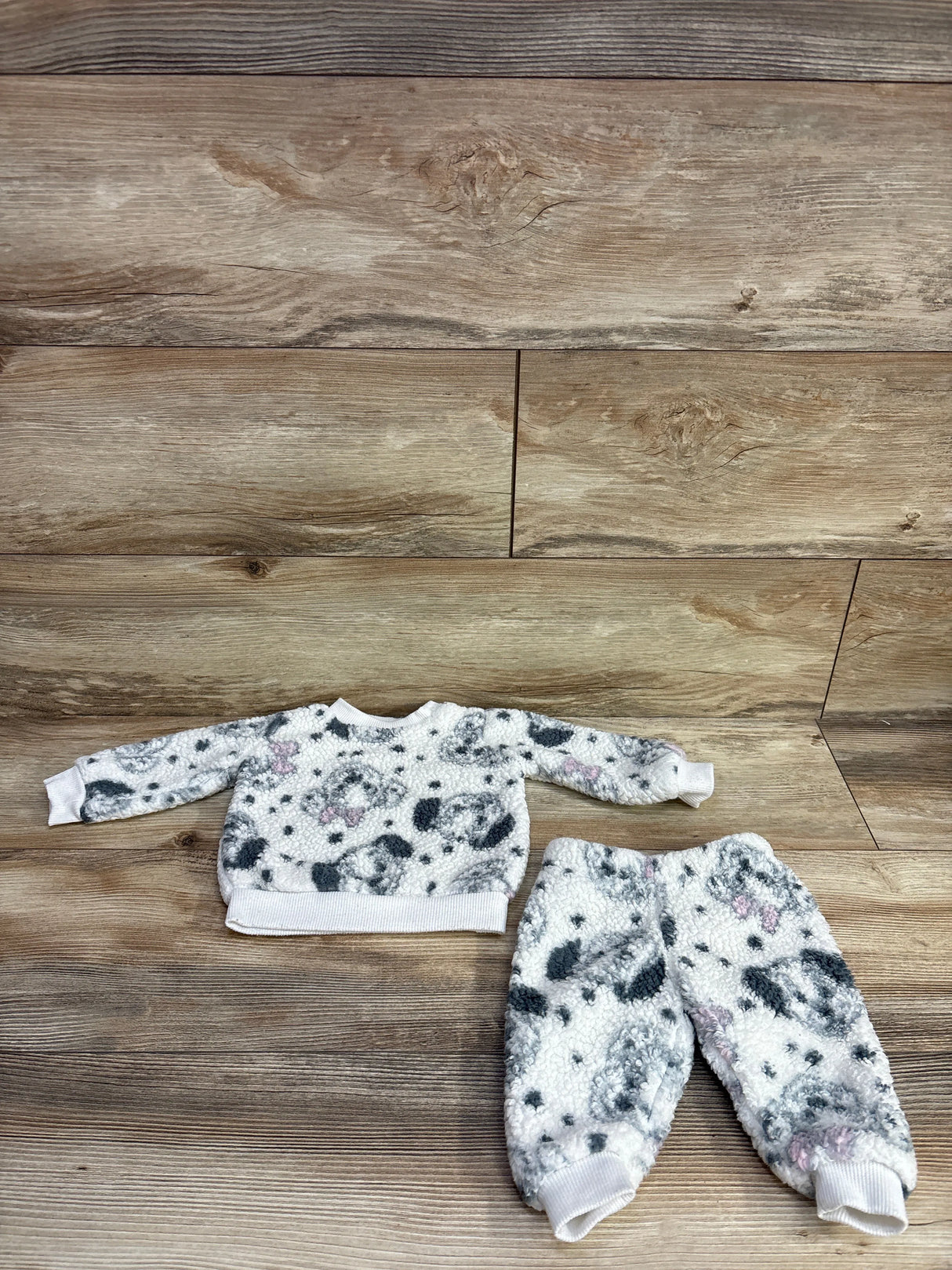 Disney Baby 2pc 101 Dalmatians Sherpa Sweatshirt Set White sz 0-3m
