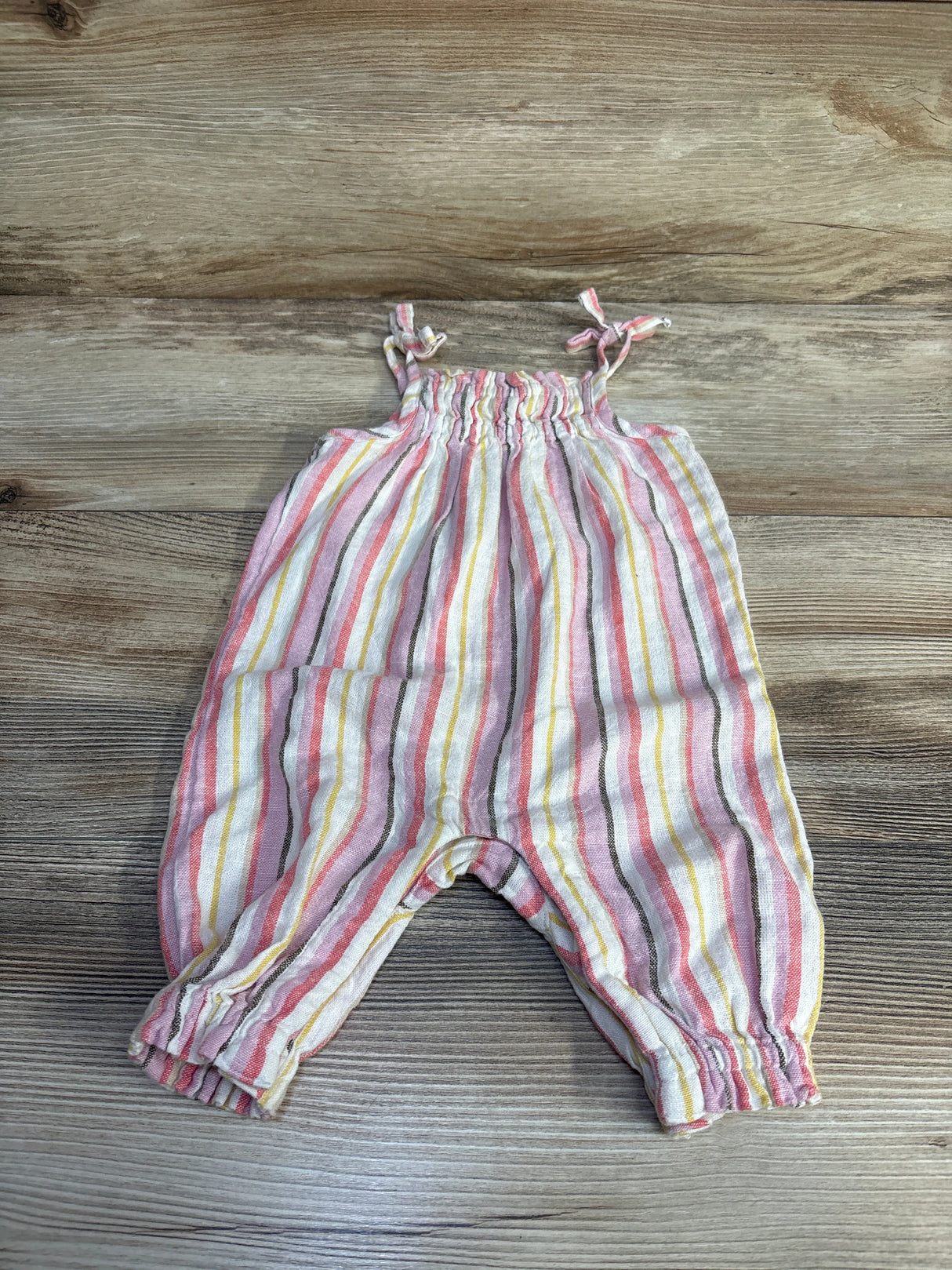 Old Navy Striped Linen Blend Romper Pink sz 0-3m - Me n Mommy To Be