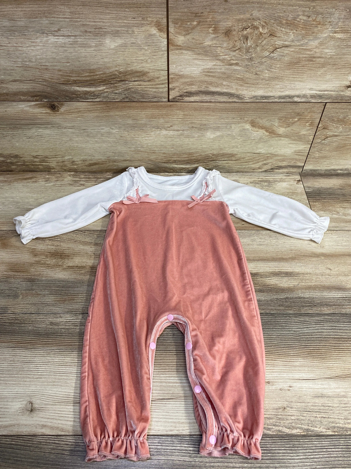 Velvet Bow Coverall White sz 12m