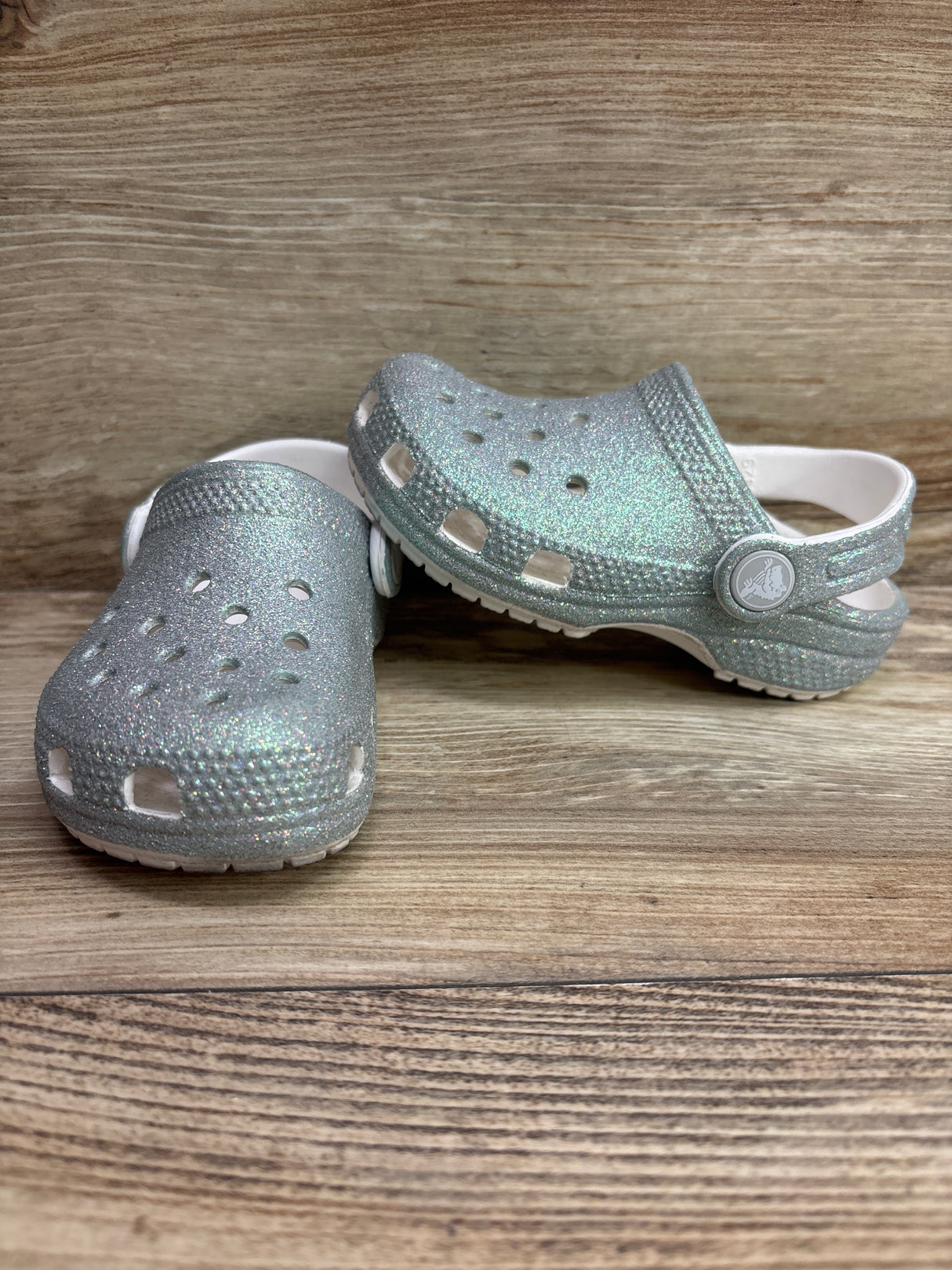 Crocs Classic Clogs Glitter Silver sz 8c