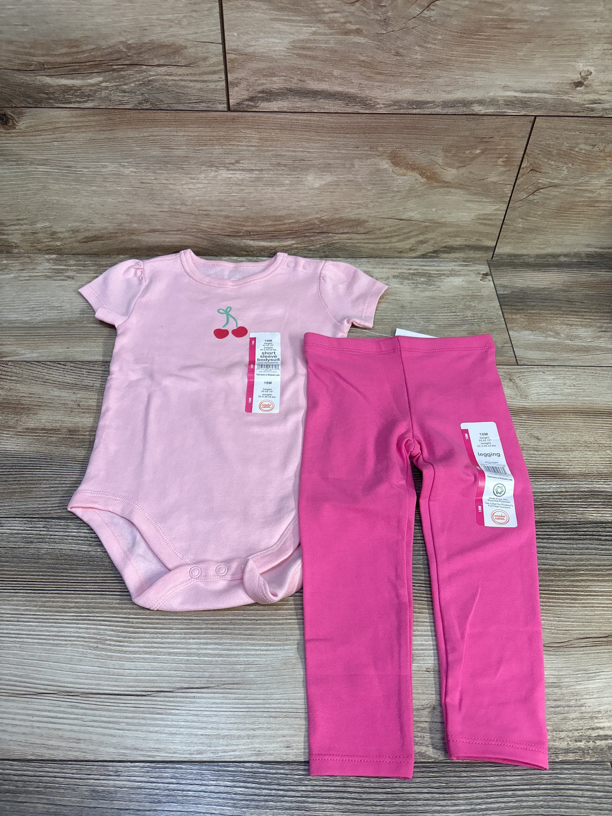NEW Wonder Nation 2pc Bodysuit & Pants Set Pink sz 18m