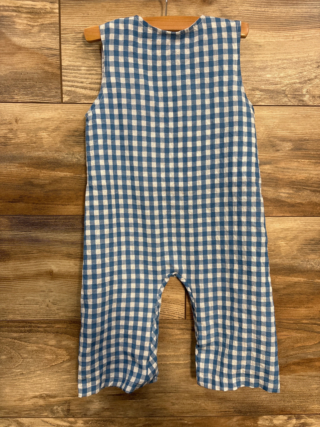 Pumpkin Gingham Tank Coverall Blue sz 12-18m
