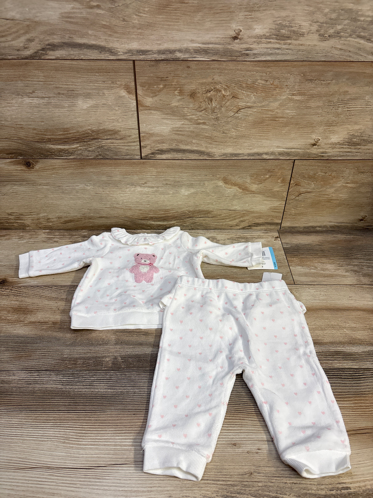 NEW Little Me 2pc Velvet Long Sleeve Shirt & pants Set White sz 6m