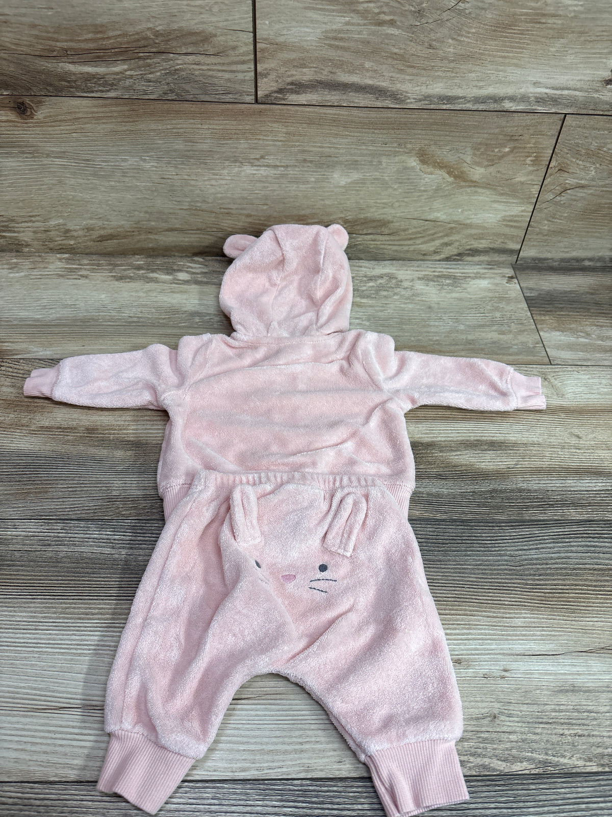 Carter's 2pc Terry Cloth Full Zip Hoodie & Pants Pink sz Newborn