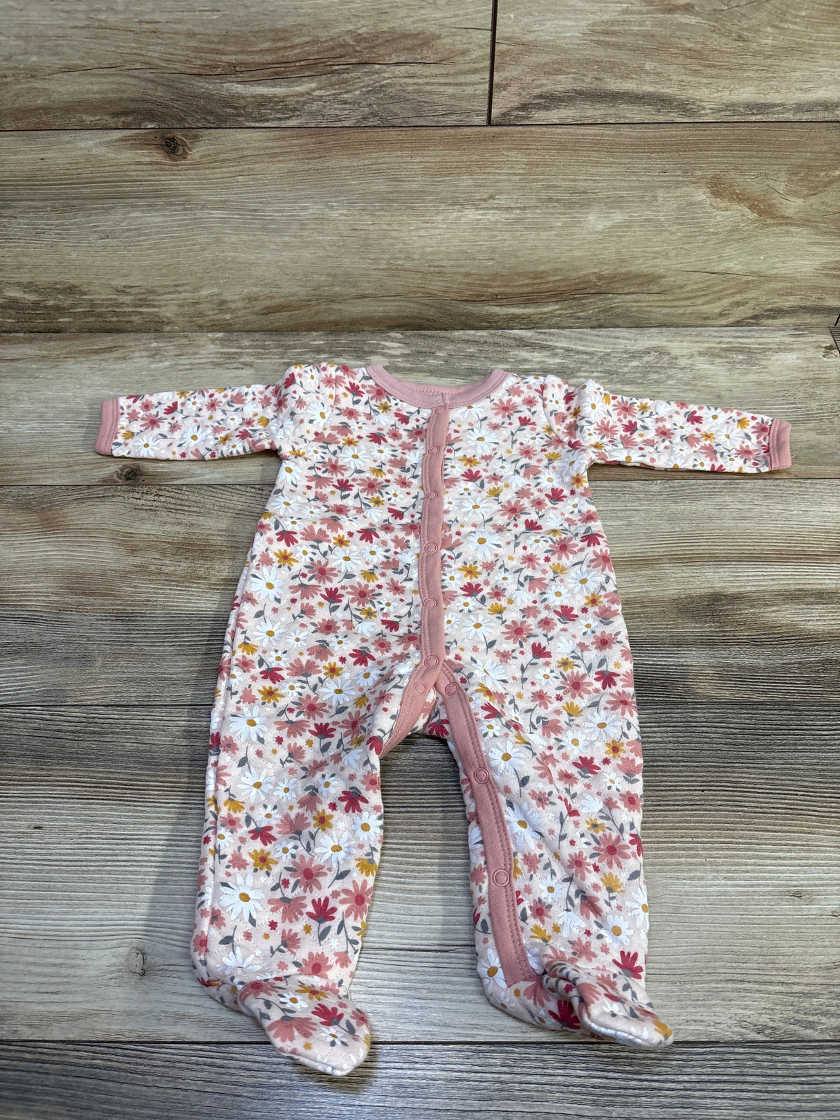 Little Beginnings Floral Quilted Sleeper Pink sz 3-6m