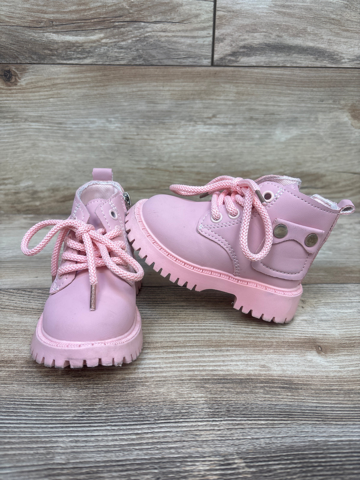 SZJBUY Side Zip Lace-Up Ankle Boots Pink sz 5c