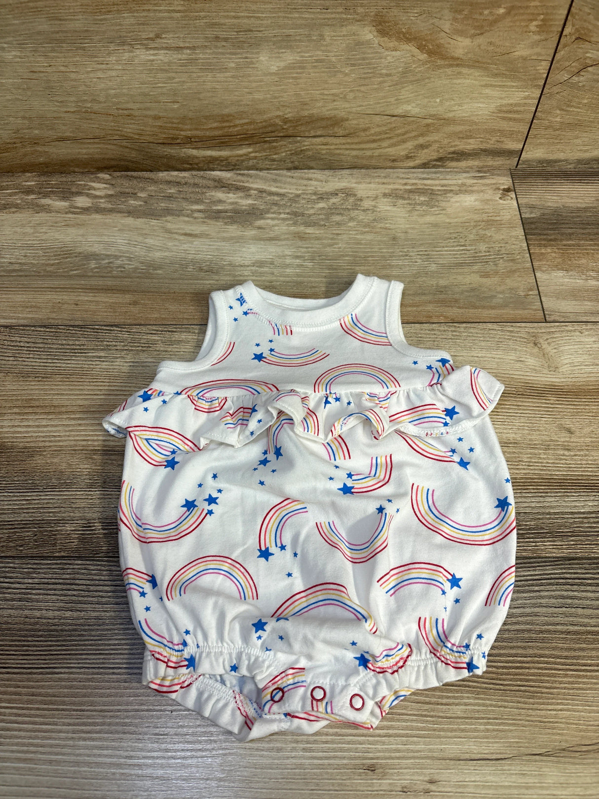Cat & Jack Rainbow Print Bubble Romper White sz 0-3m