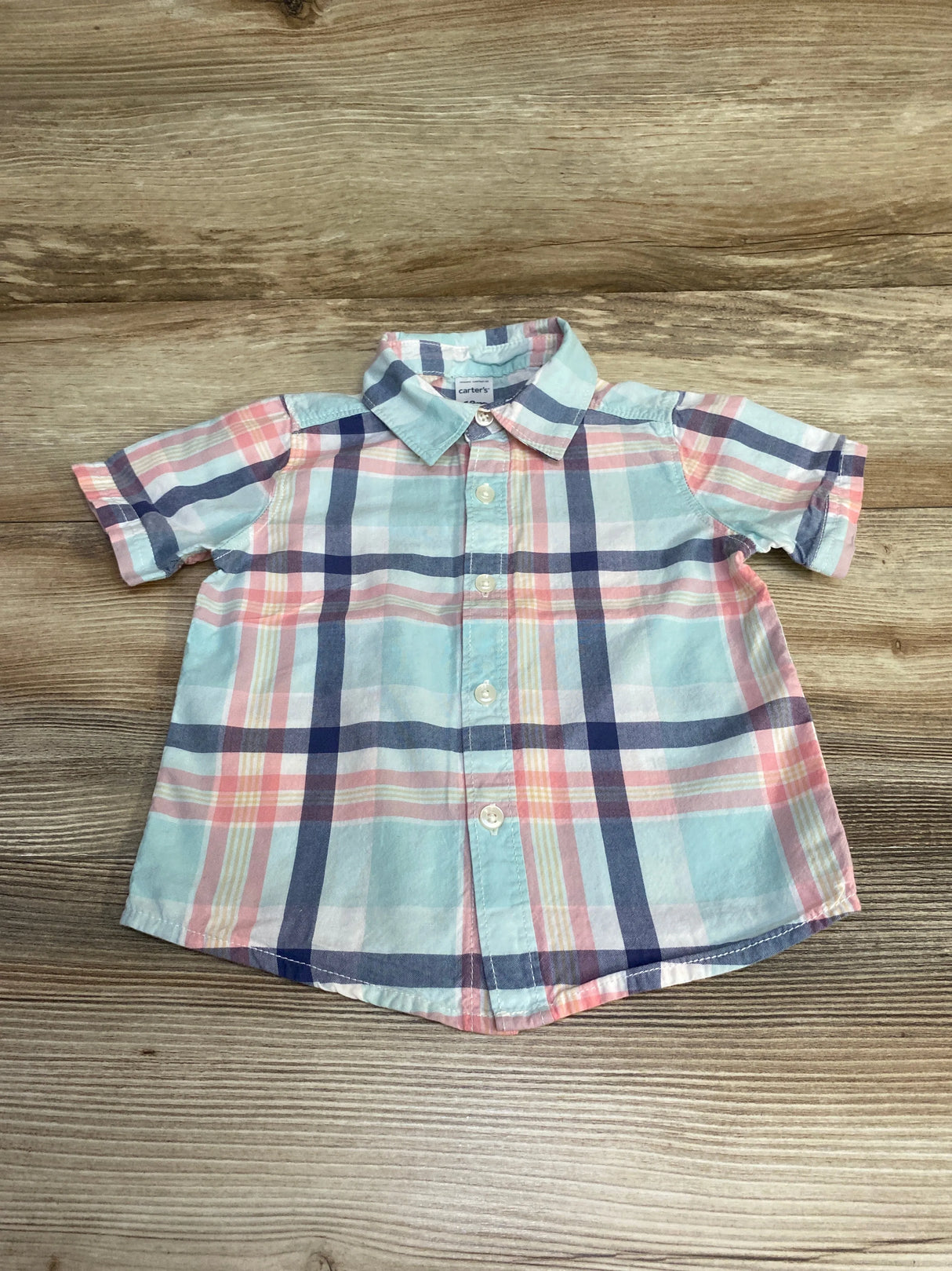 Carter's Plaid Button Up Shirt Blue sz 18m - Me n Mommy To Be