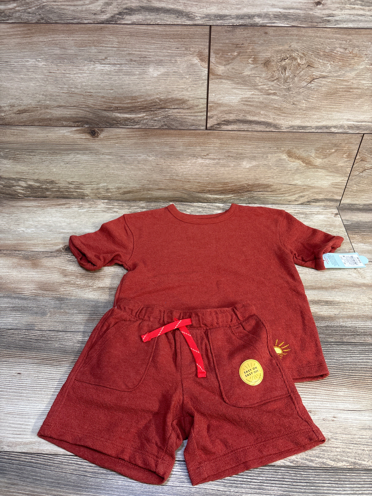 NEW Cat & Jack 2pc Terry Cloth Shirt & Shorts Set Rust sz 4T