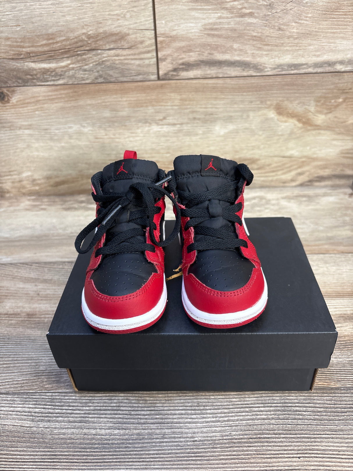 Air Jordan 1 Mid TD 'Gym Red Black White' Sneakers sz 7c