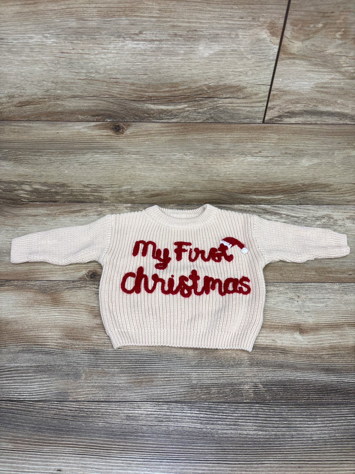 My First Christmas Knit Sweater Beige sz 0-3m