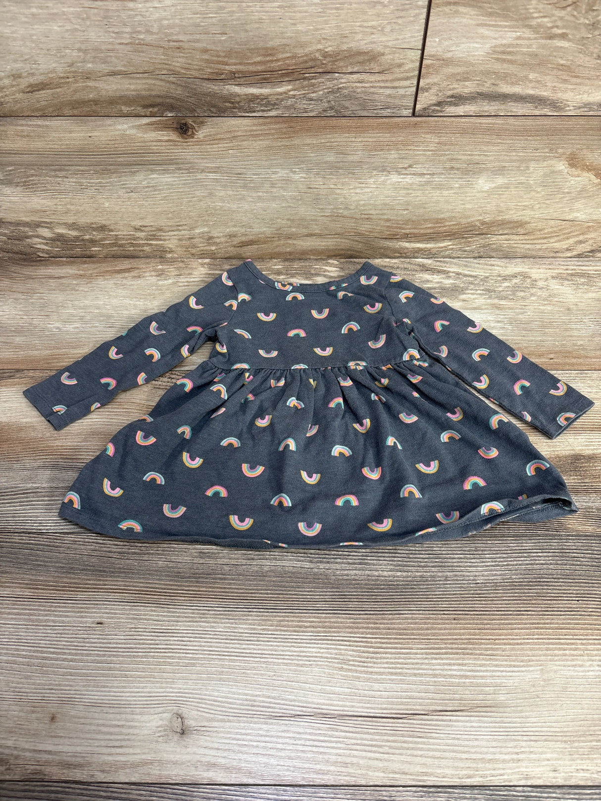 Cat & Jack Rainbow Long Sleeve Dress Grey sz 18m