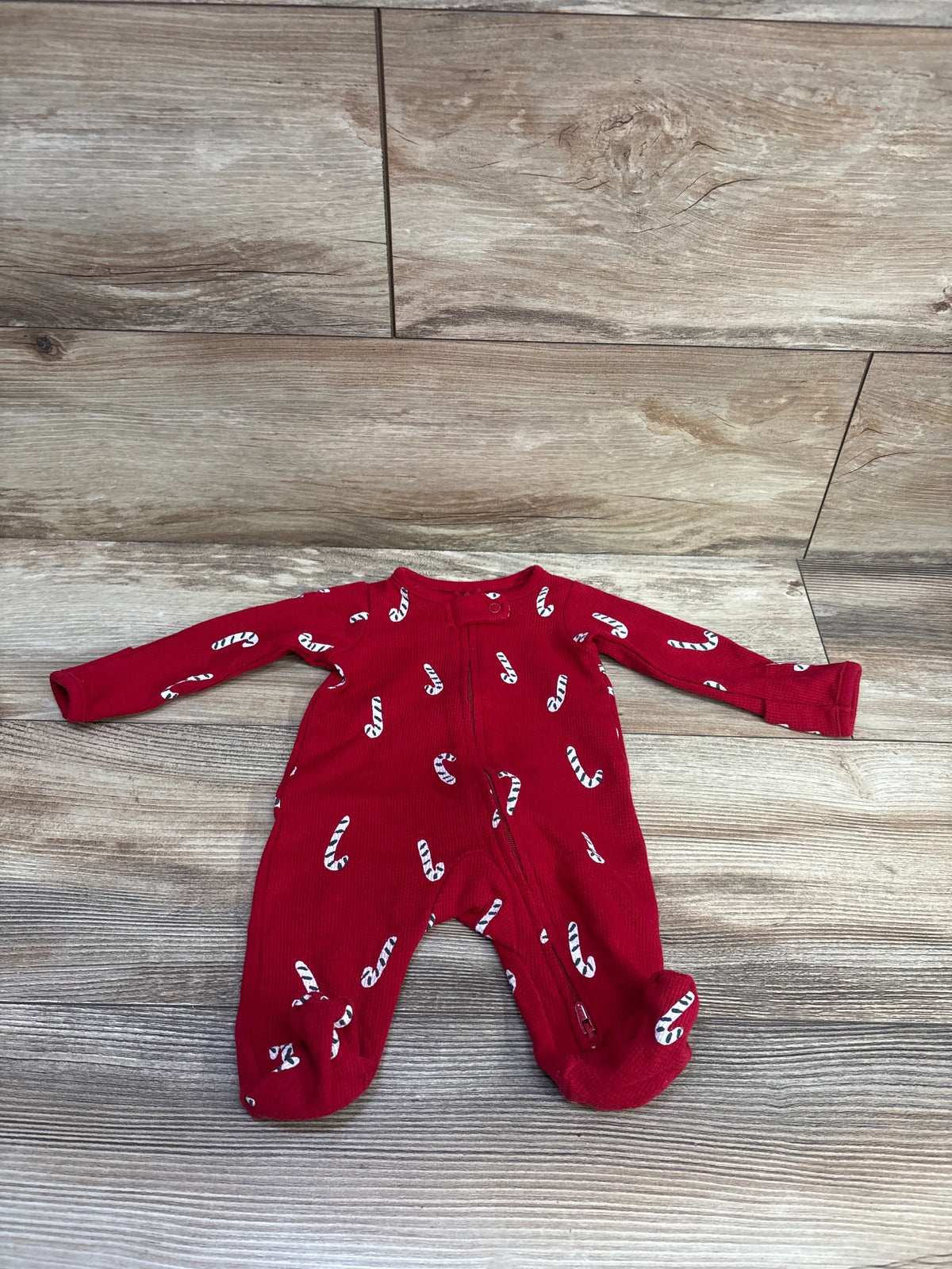 Just One You Waffle Knit Candy Cane Sleeper Red sz Newborn