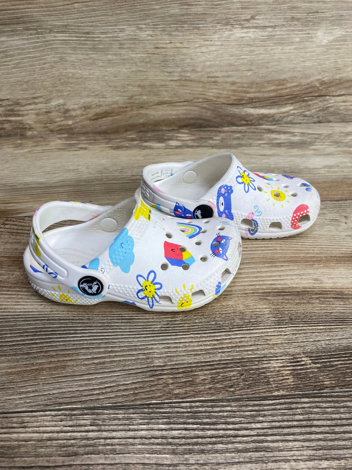 Crocs Classic Clogs Doodle Print White sz 7c