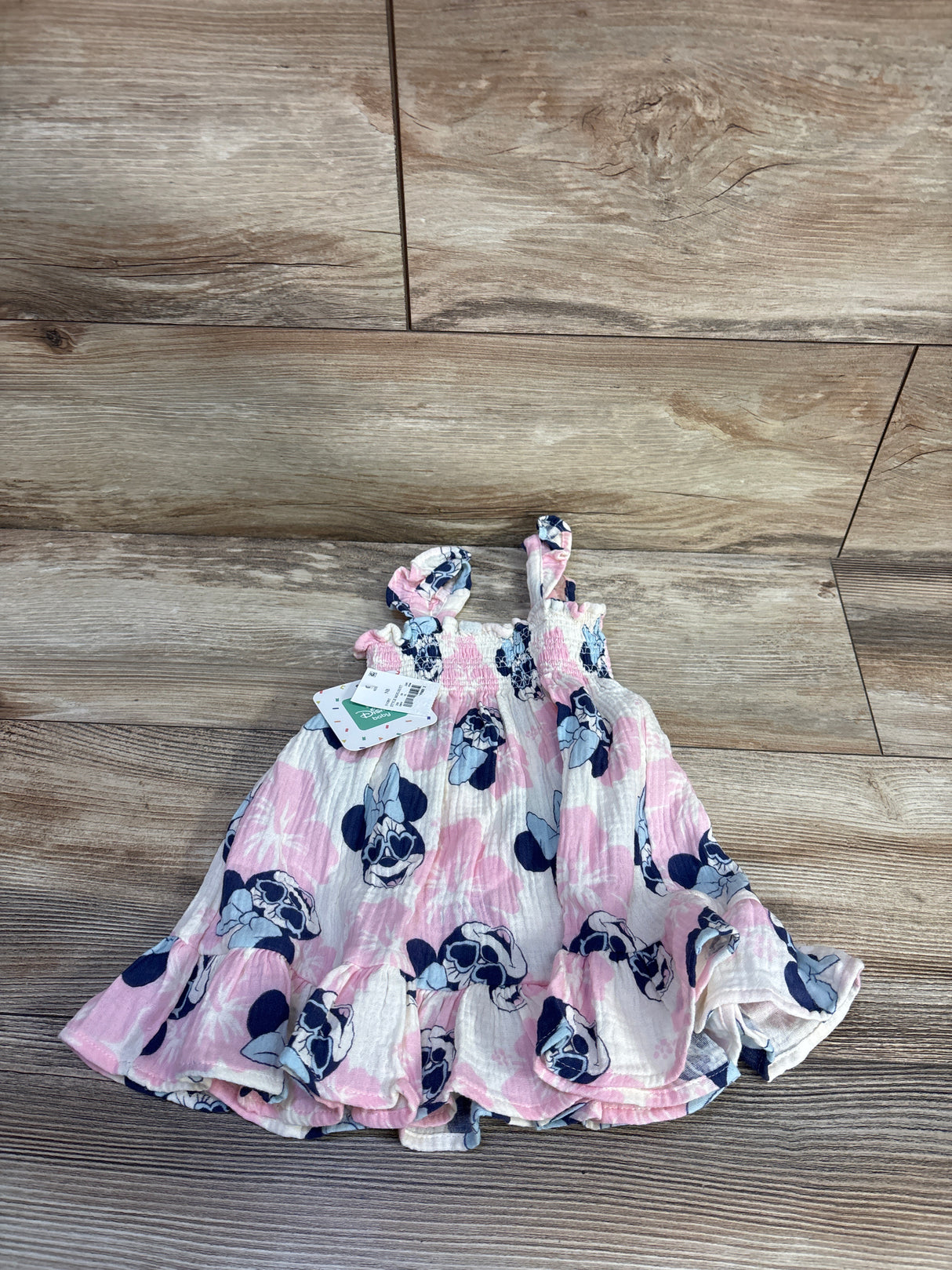 NEW Disney Baby 2pc Minnie Mouse Smocked Gauze Dress & Bloomers Pink sz Newborn