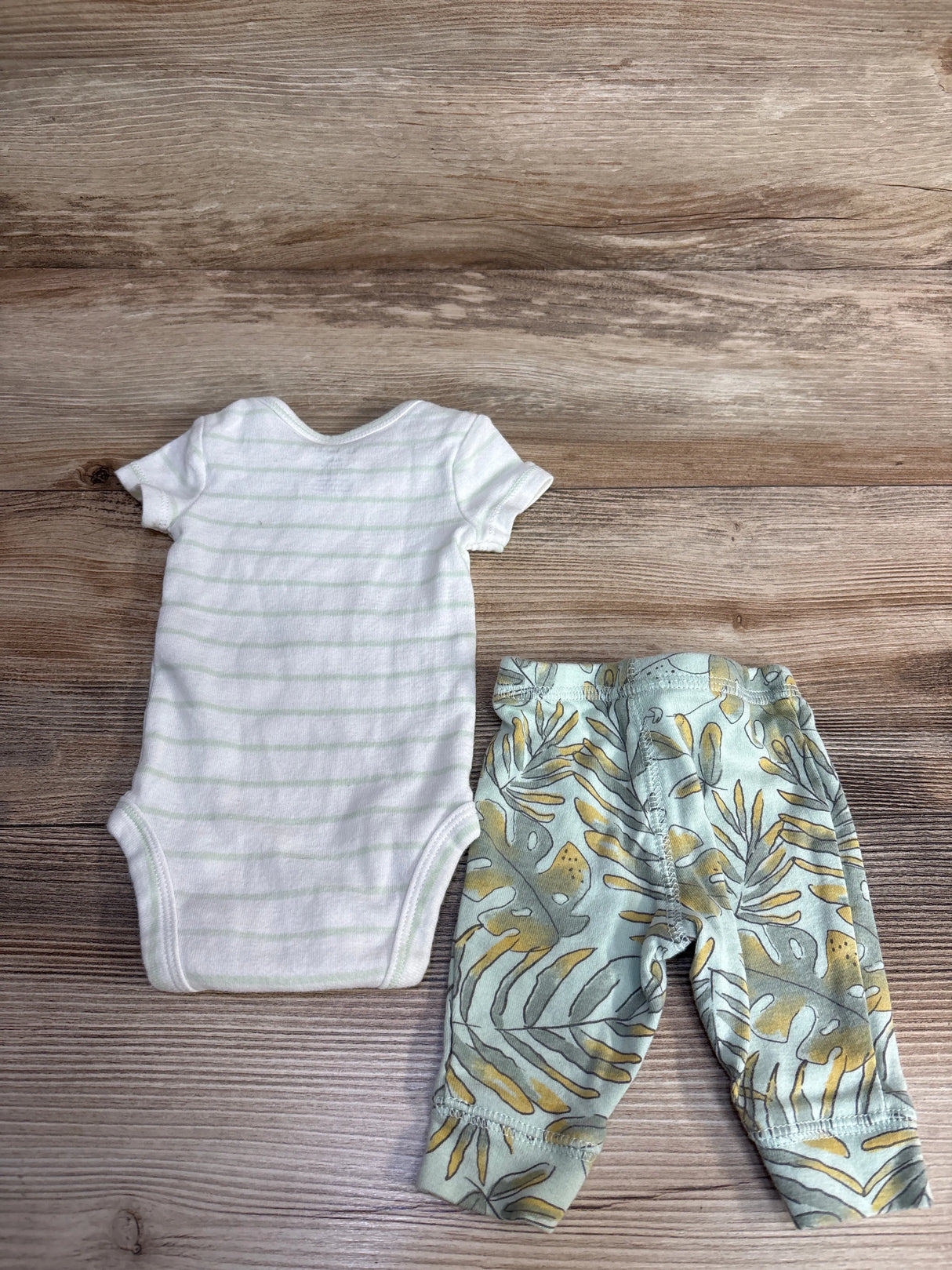Carter's Striped Leaf Print Bodysuit & Pants Set White sz Newborn
