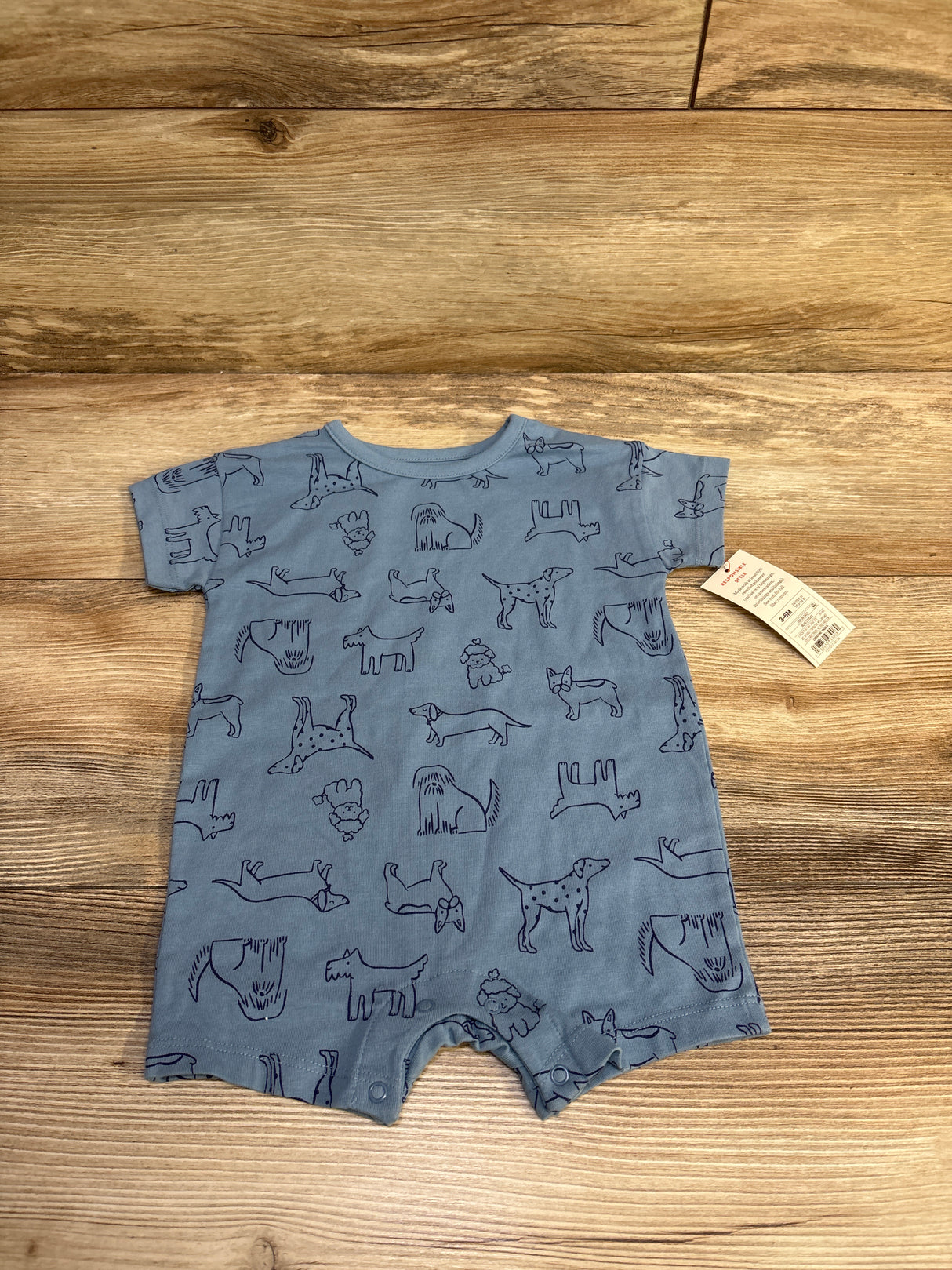 NEW Cat & Jack Dog Shortie Romper Blue sz 3-6m