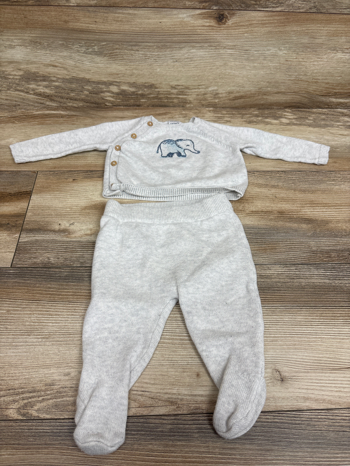 Carter's 2pc Elephant Knit Sweater & Pants Set Grey sz 3m