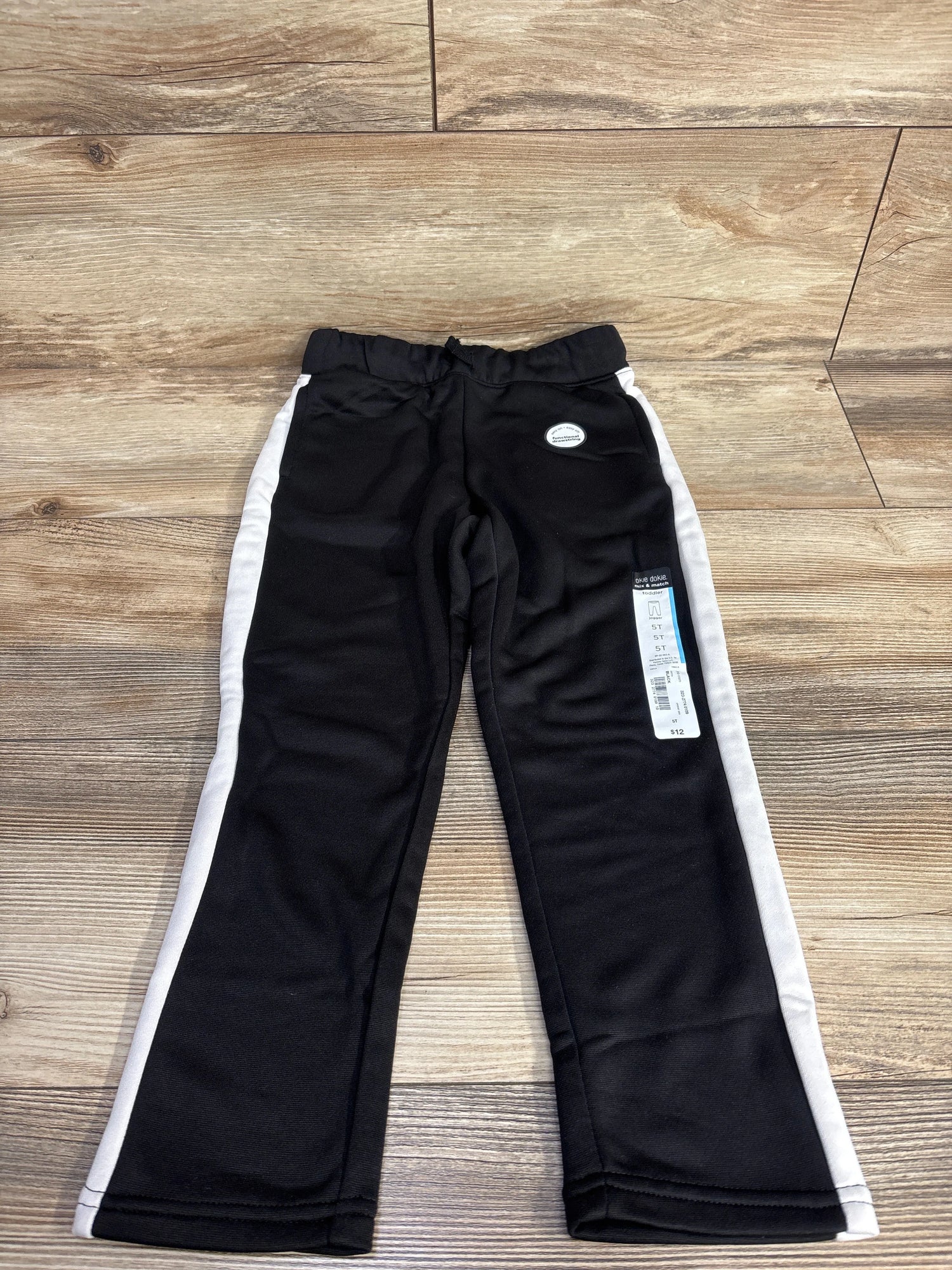 NEW Okie Dokie Drawstring Joggers Black Stripe sz 5T