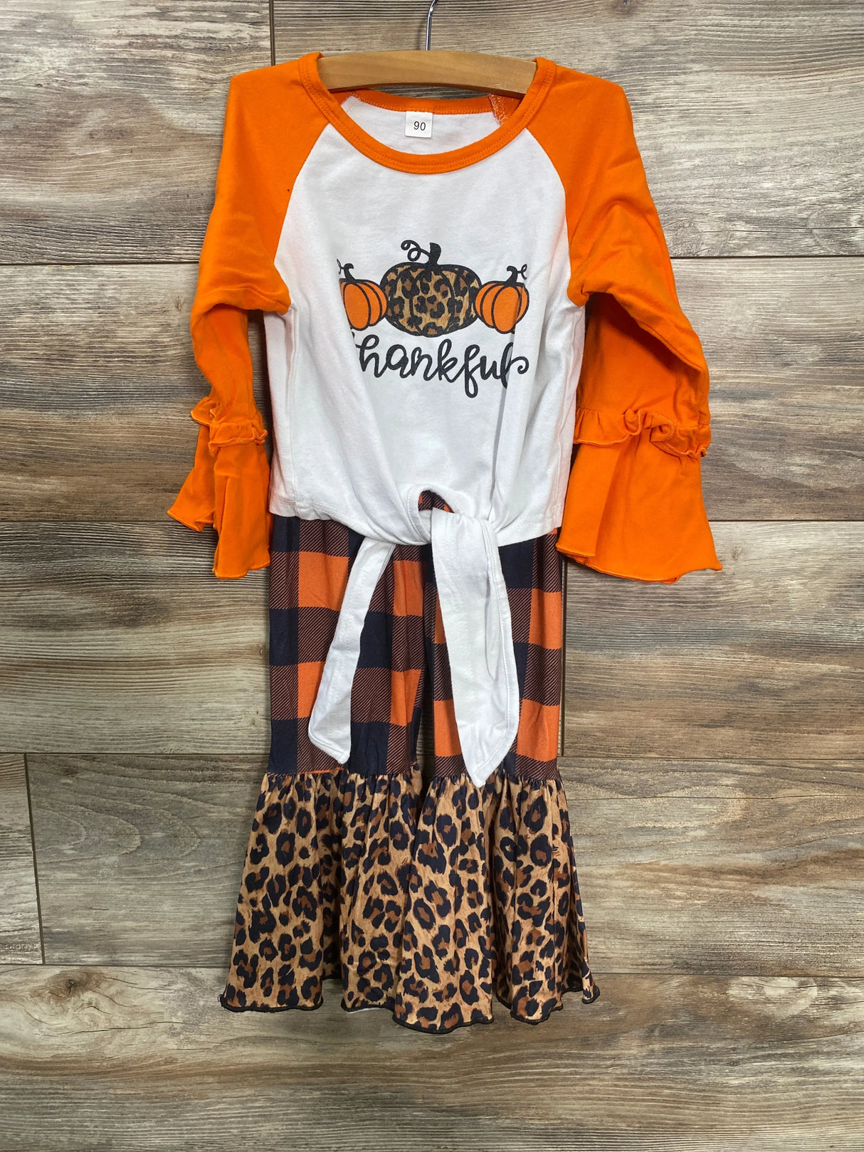 2Pc Bell Long Sleeve 'Thankful' Shirt & Bell Bottom Pants White Sz 12-18m - Me n Mommy To Be